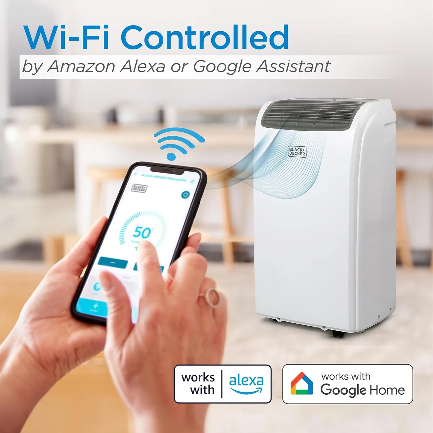 BLACK+DECKER 10,000 BTU Portable Air Conditioner for Rooms up to 450 Sq. with Remote Control, White