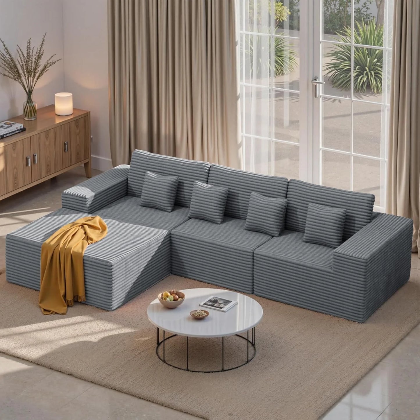 111‘’ Modular Sectional Cloud Couches with L Shaped Chaise