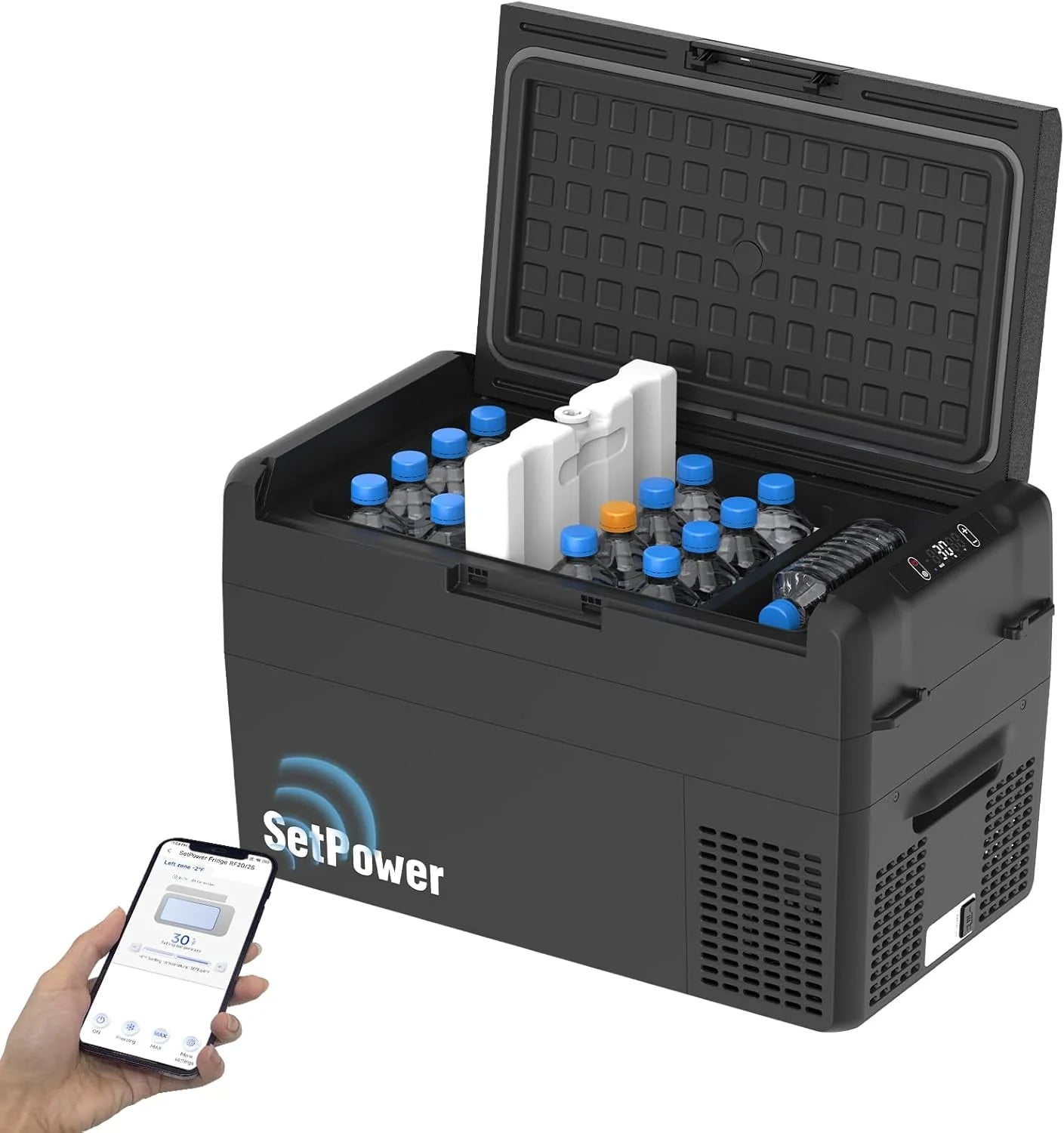 12V Refrigerator 21 Quart Portable Freezer 50 Hours Keep Cool,Electric Cooler for Vehicles Car Refrigerator 12V Portable Fridge for Car Camping Truck Van RV SUV Road Trip Travel RF20