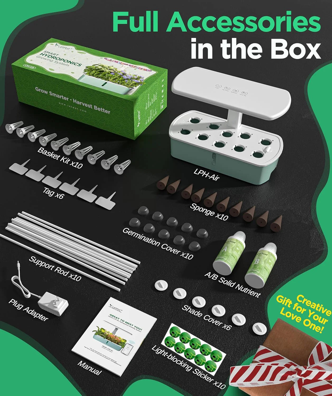 Hydroponic Planting System Kit, App and WiFi Controlled Smart Indoor Garden with 24W Full Spectrum Grow Light