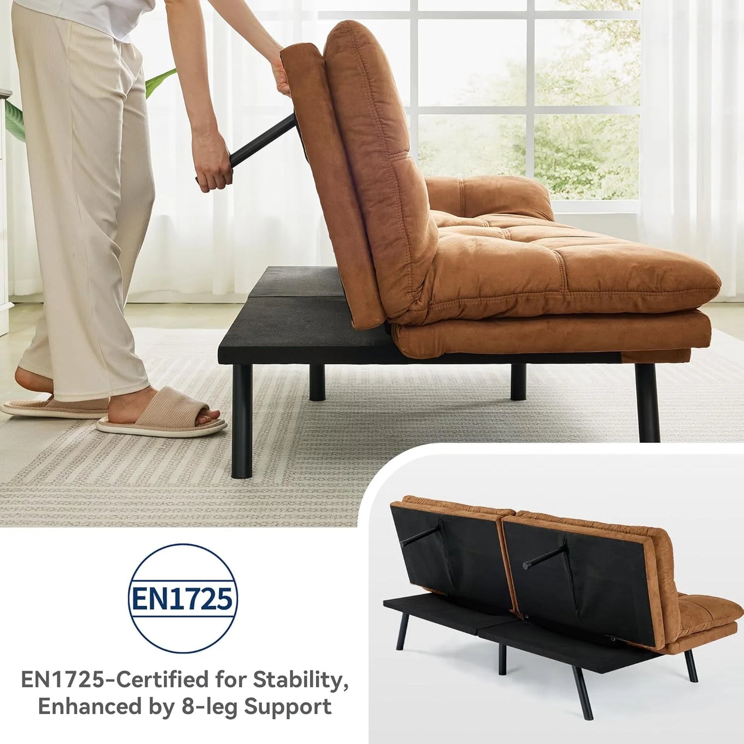 Brown loveseat, convertible sofa memory foam futon sofa bed modern sleeper sofa