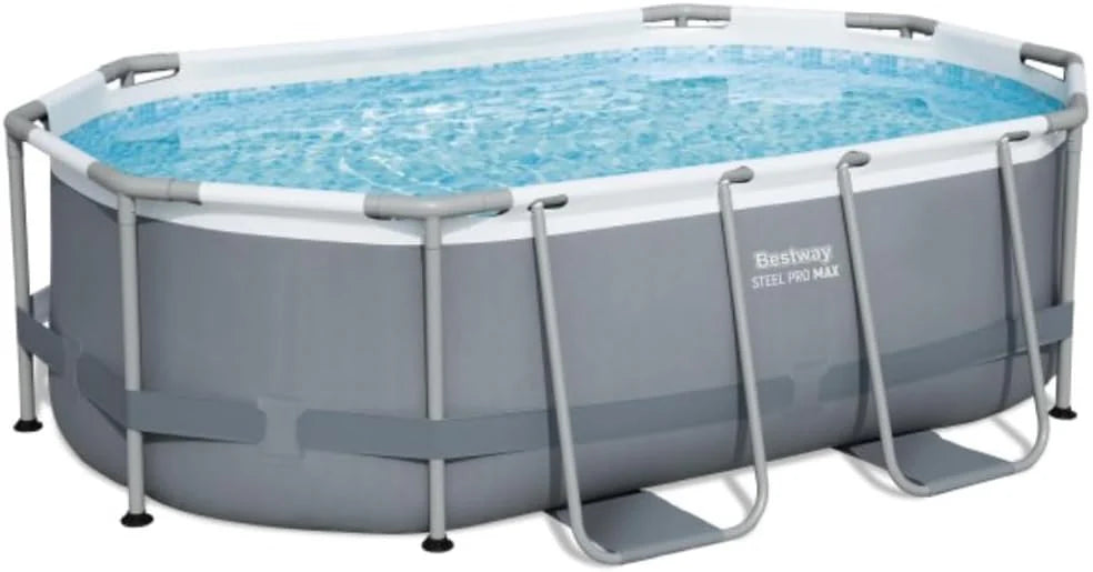 Power Steel 14' x 8'2" x 39.5" Oval Above Ground Pool Set | Includes 530gal Filter Pump, Ladder, ChemConnect Dispener