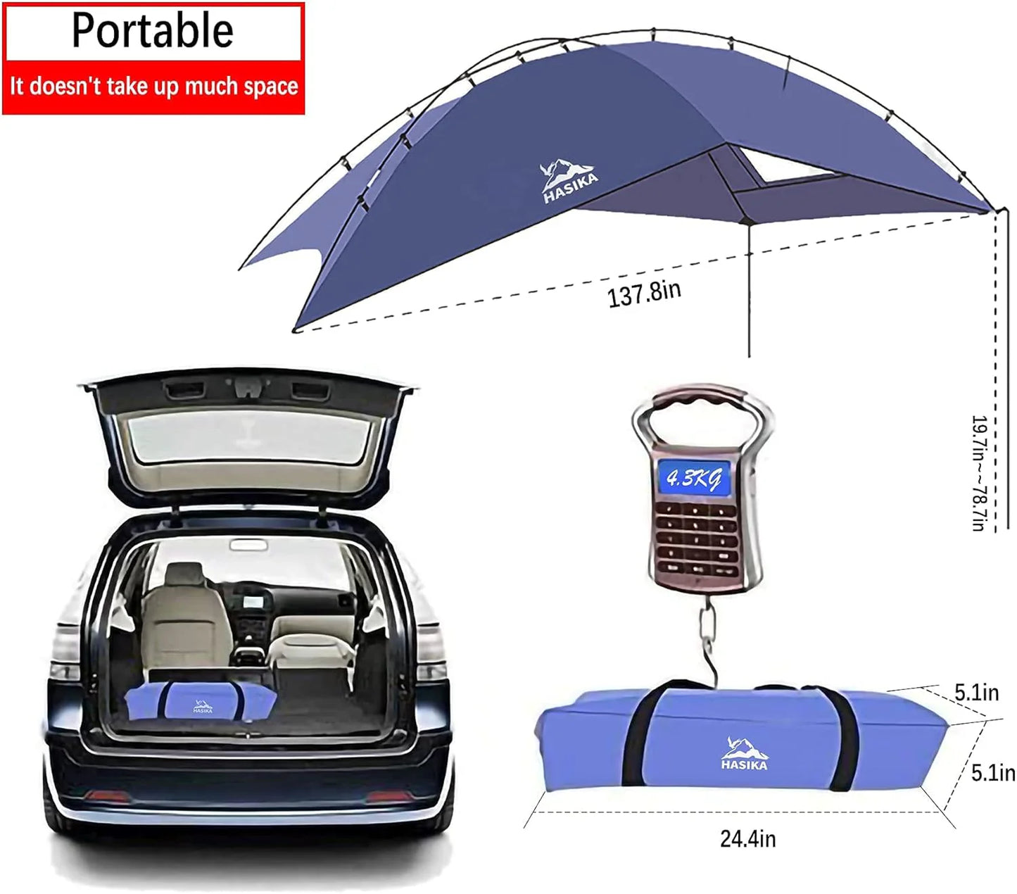 Portable Camping Awning Tent for SUV Truck Van Trailer Use