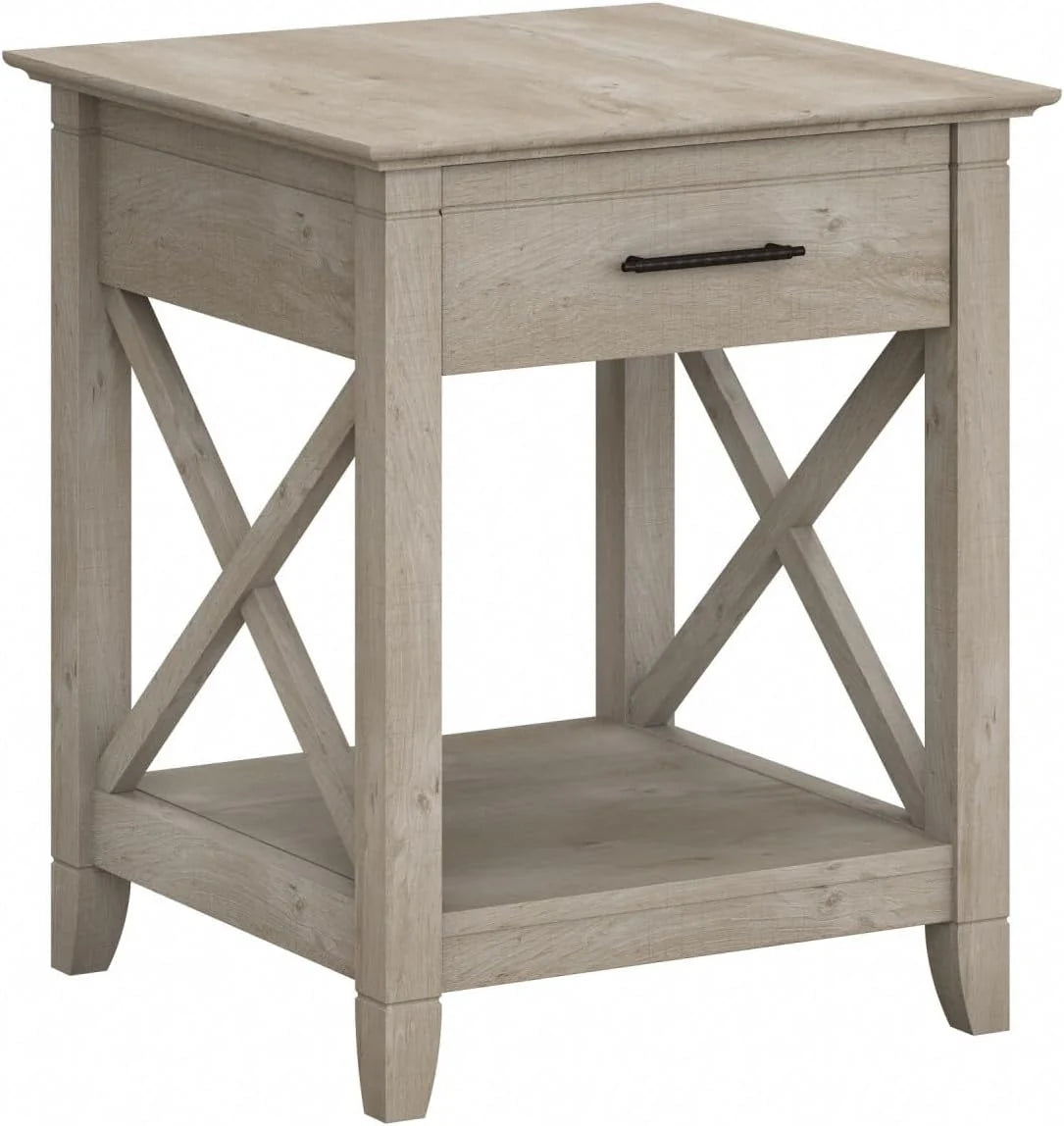 Key West Small End Table with Storage Modern Farmhouse Accent Shelf