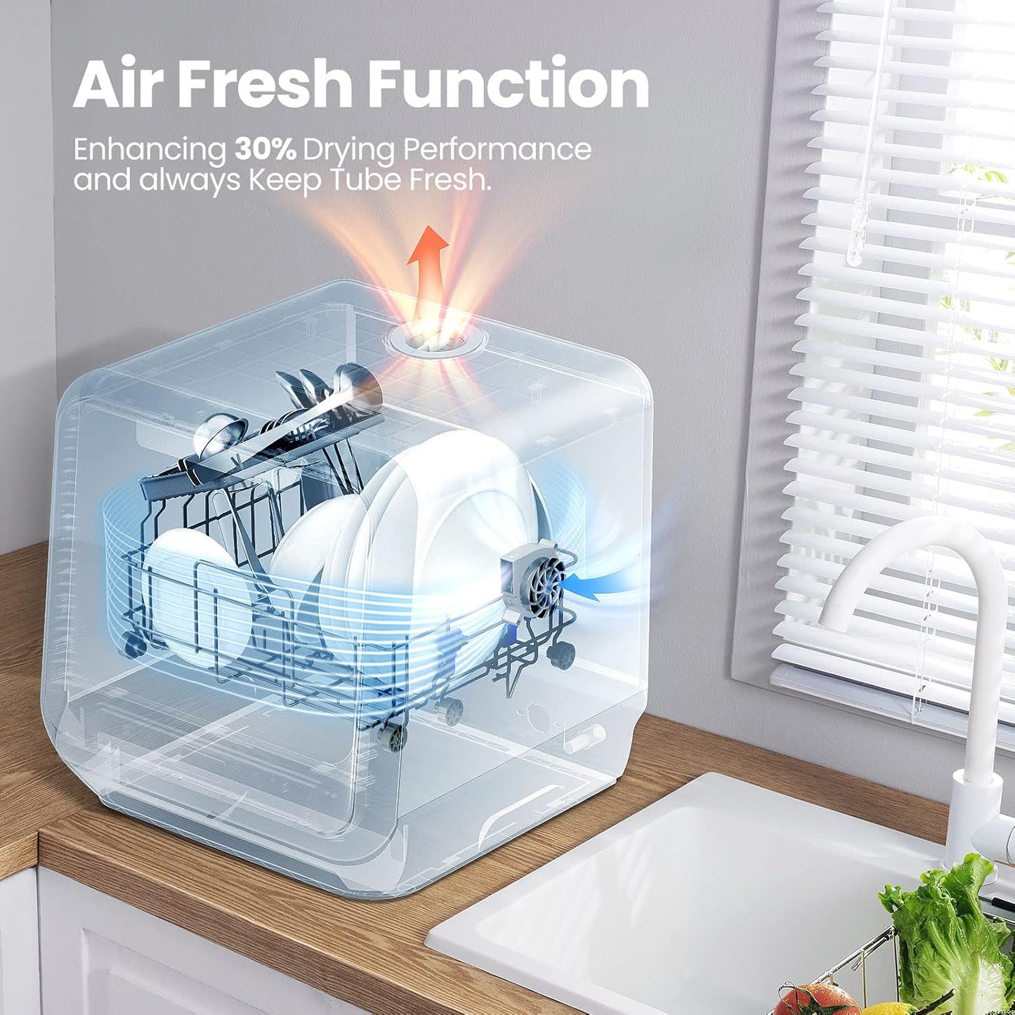 COMFEE' Portable Mini Dishwasher Countertop with 5L Built-in Water Tank