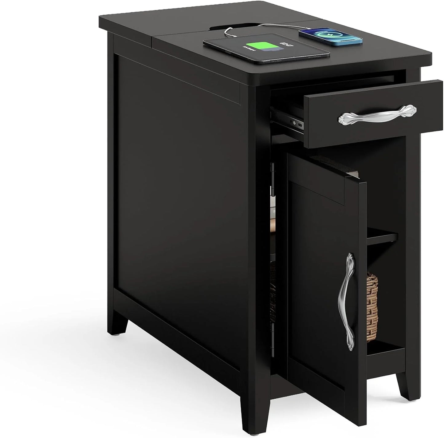 Farmhouse End Table Narrow Side Table Small Nightstand