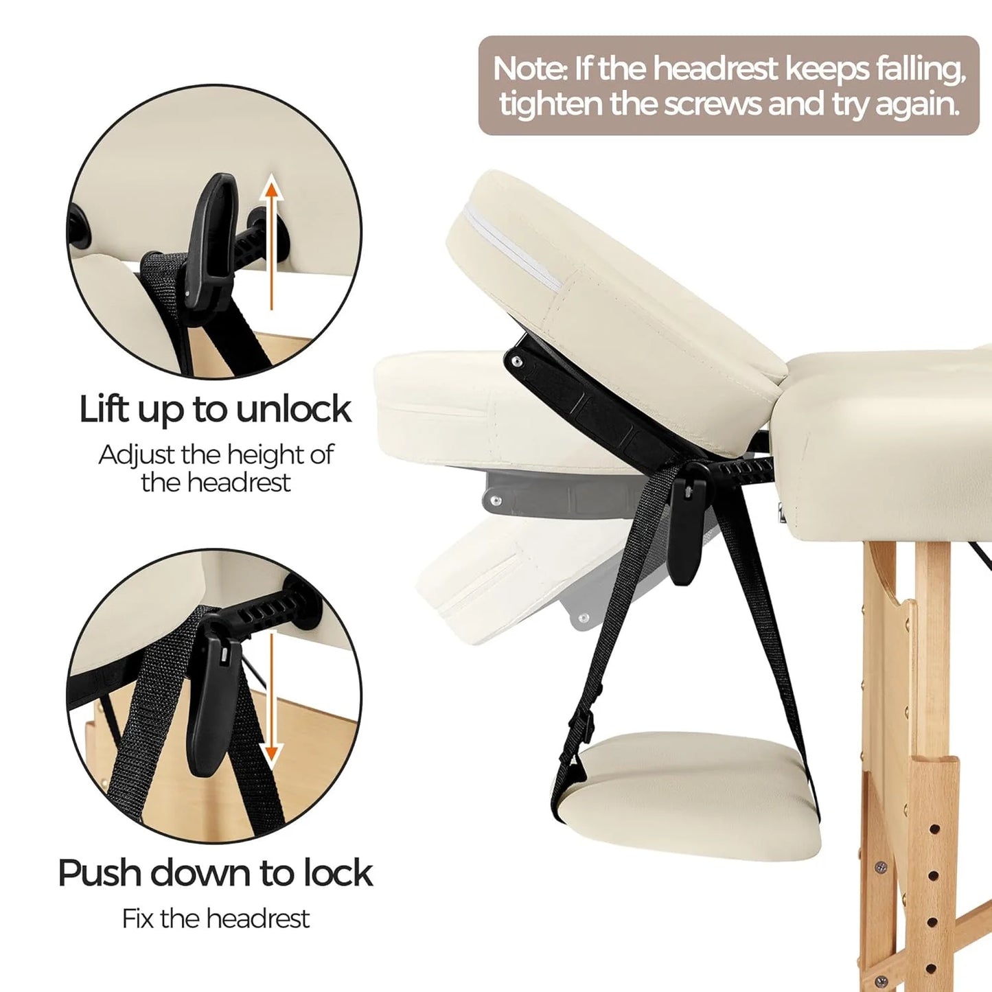 Yaheetech Massage Table Portable Lash Beds Spa Bed Massage Couch Foldable Spa Tables Adjustable 2 Fold with Non-Woven Bag 24 inch, Black