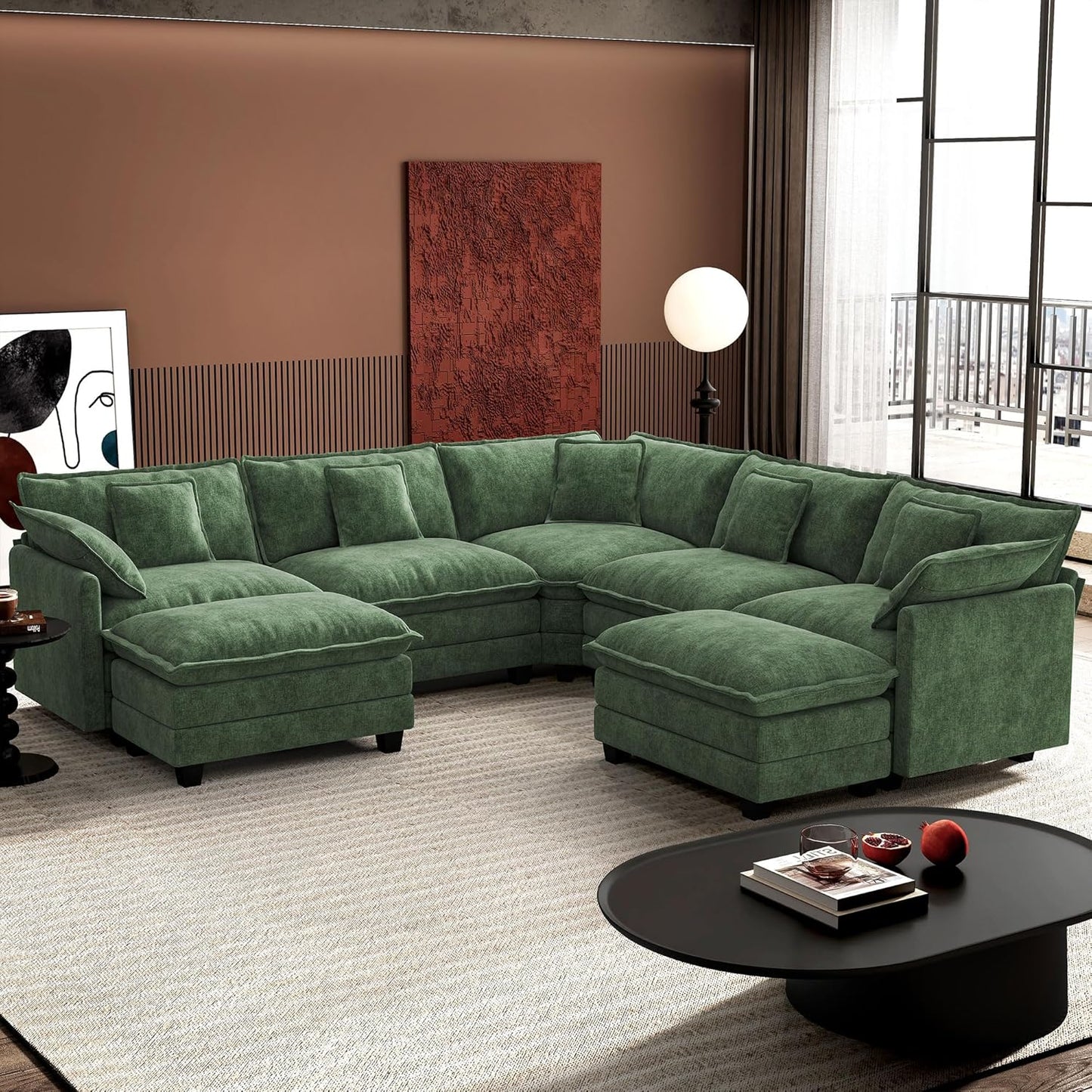 ihanherry 146-inch U-shaped modern sofa modular area cloud sofa