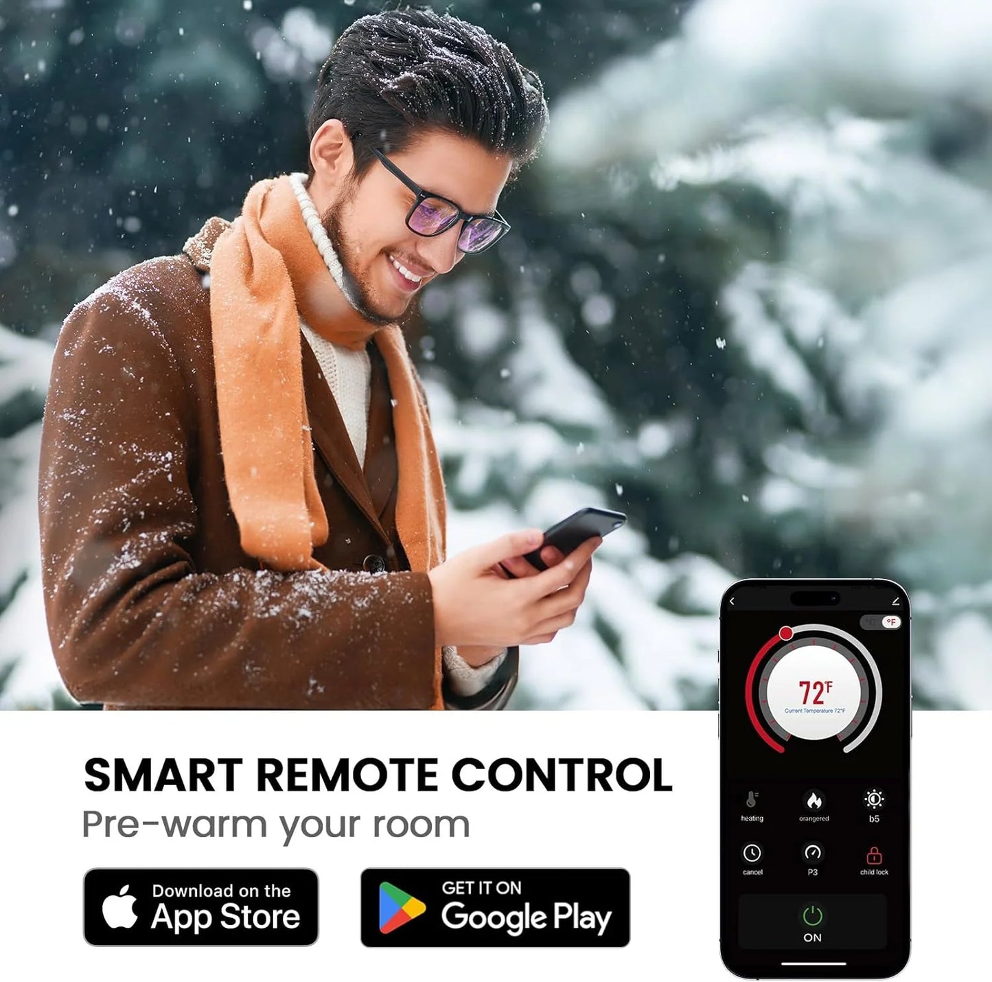 50" Smart Electric Fireplace 5300 BTU Heat Output, Ultra-Slim Wall-Mount or Built-In Electric Fireplace