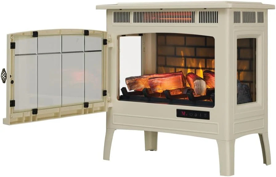 Freestanding Electric Fireplace Stove Heater with 3D Flame Effect for 1,000 Sq. Ft