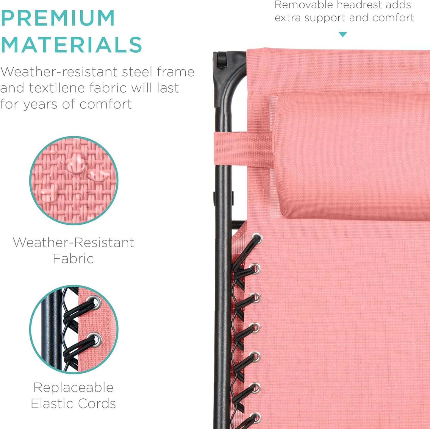 Best Choice Products Folding Zero Gravity Outdoor Recliner Patio Lounge Chair w/Adjustable Canopy Shade, Headrest, Side Accessory Tray, Textilene Mesh - Peacock Blue