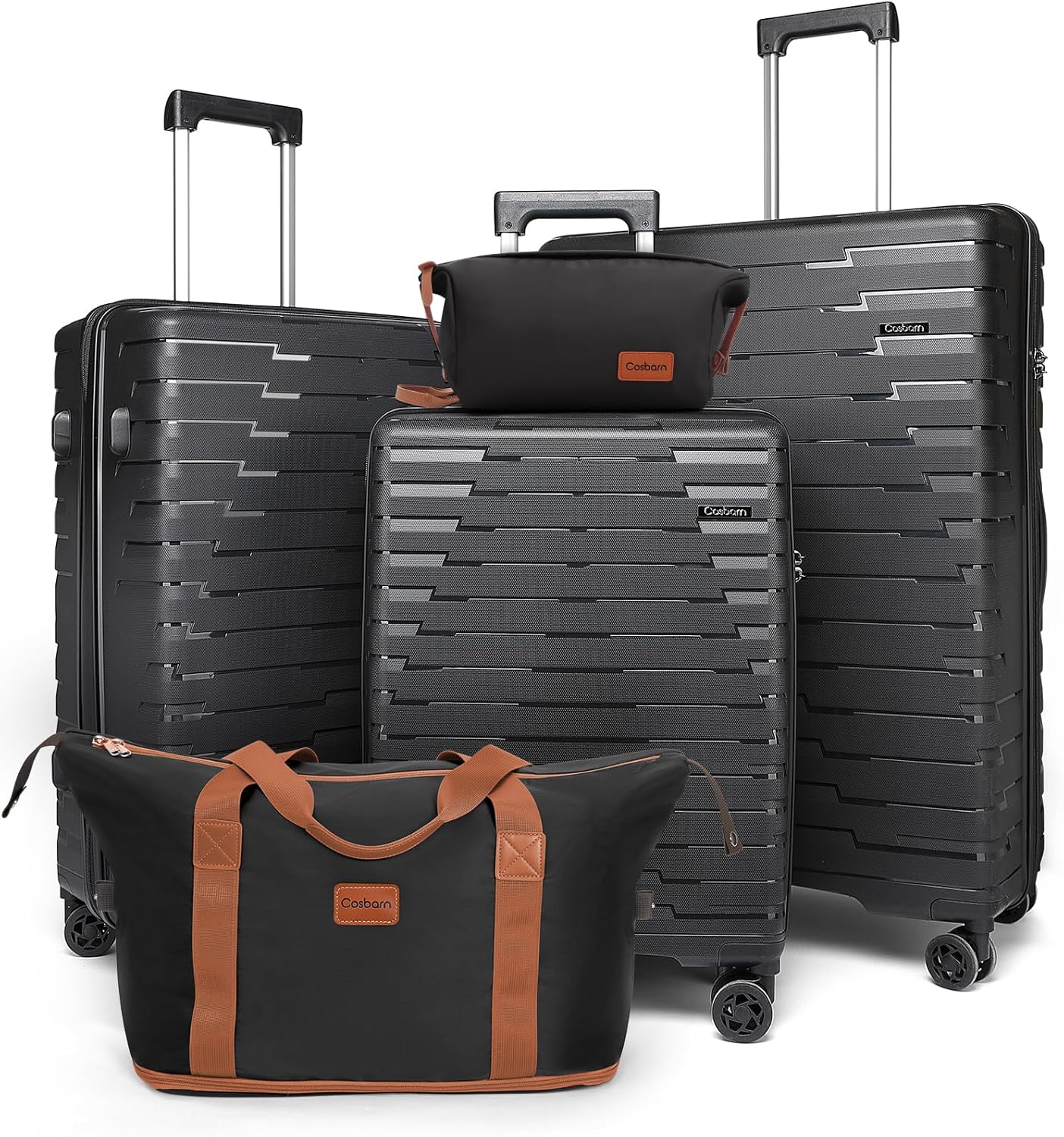 5-piece luggage set with wheels, ABS hardshell suitcase with spinner wheels