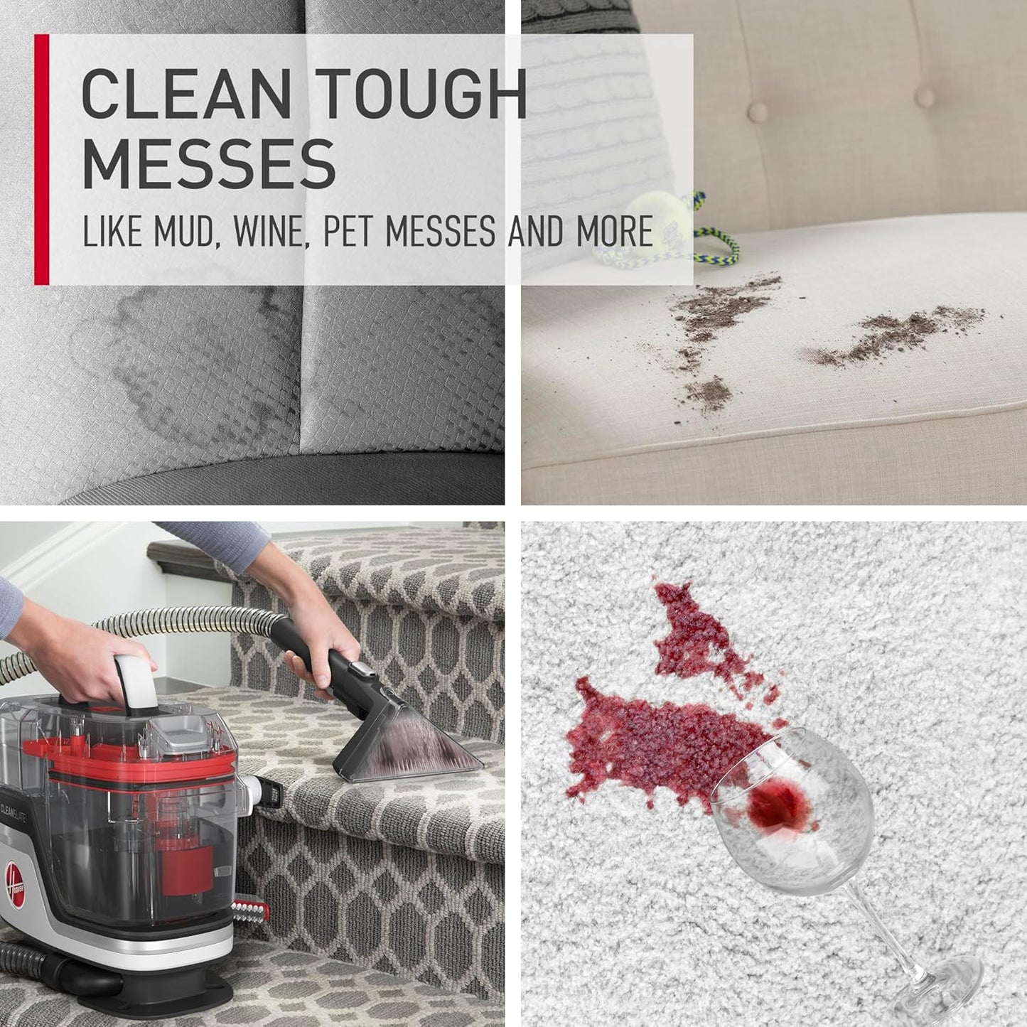 Hoover CleanSlate Plus Portable Carpet & Upholstery Spot Cleaner with Powerful Suction and Multiple Tools