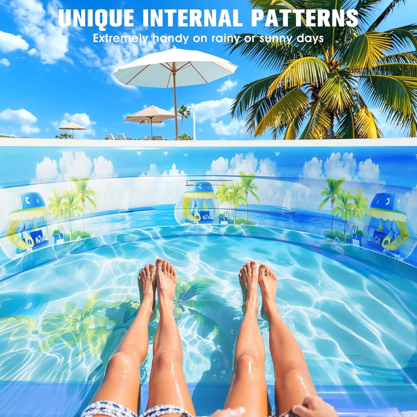 2025 Upgraded Inflatable Pool with Canopy, Inflatable Family Lounge Pool, Round Blow Up Pool for Adult with Bench & Backrest, Swim Center Easy Backyard Pools for Kids & Adults, 92"x92"x26", Blue