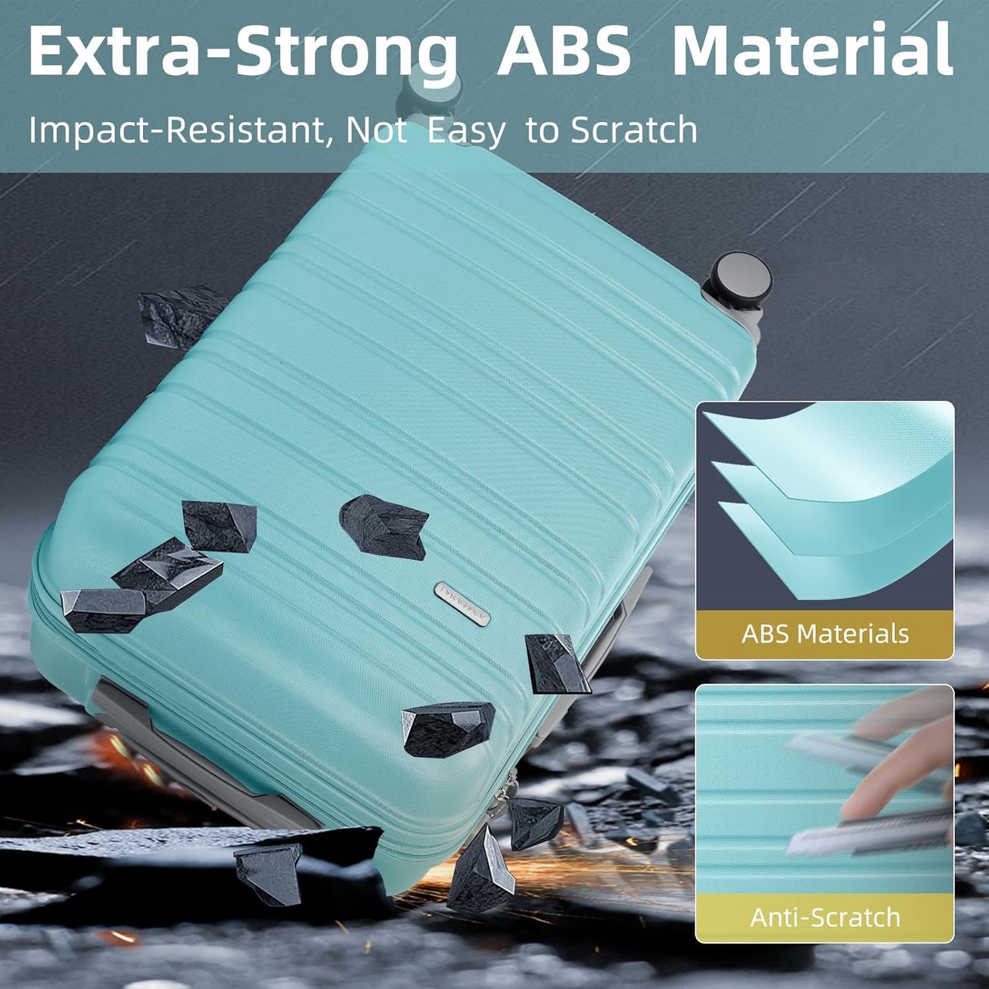 6-piece luggage set, expandable hardshell suitcase set with spinner wheels, lightweight rolling luggage set