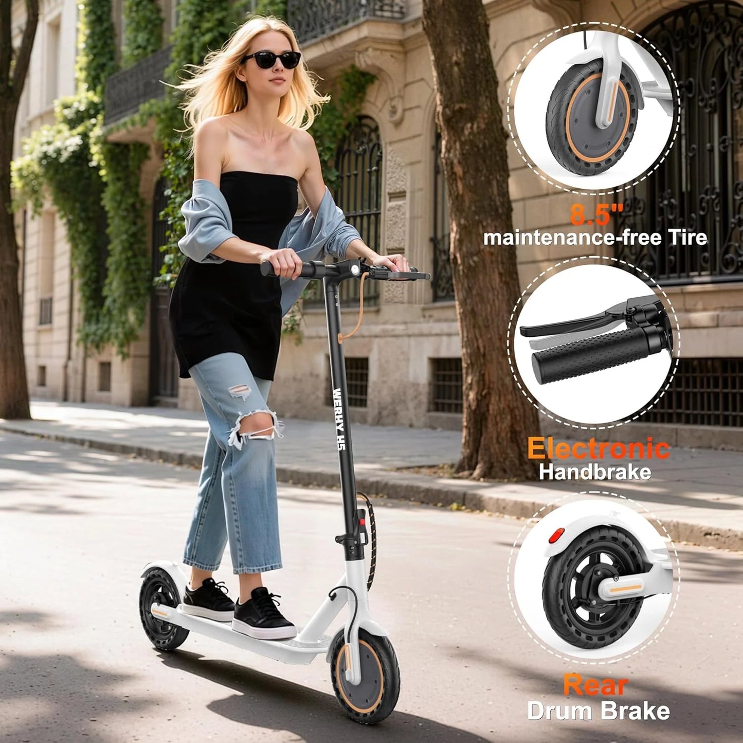 Electric Scooter, 350W/500W Motor, Top Speed 19/22 mph, Max 16/23/28Miles Ranges, Foldable E Scooter for Adults