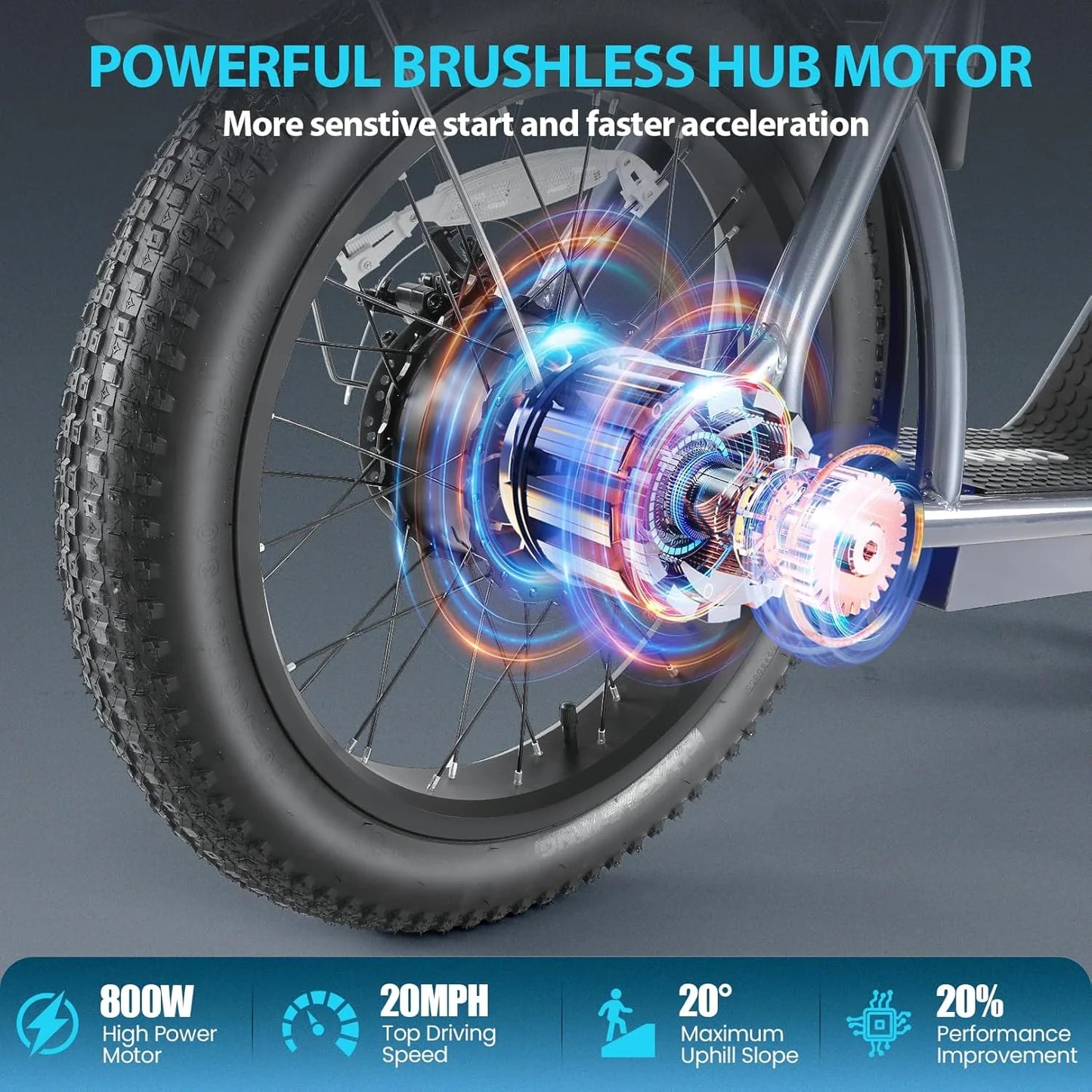 Caroma Peak 800W Foldable Adult Electric Scooter with 20-inch Wide Tires, 48V Battery, Basket, and Adjustable Seat