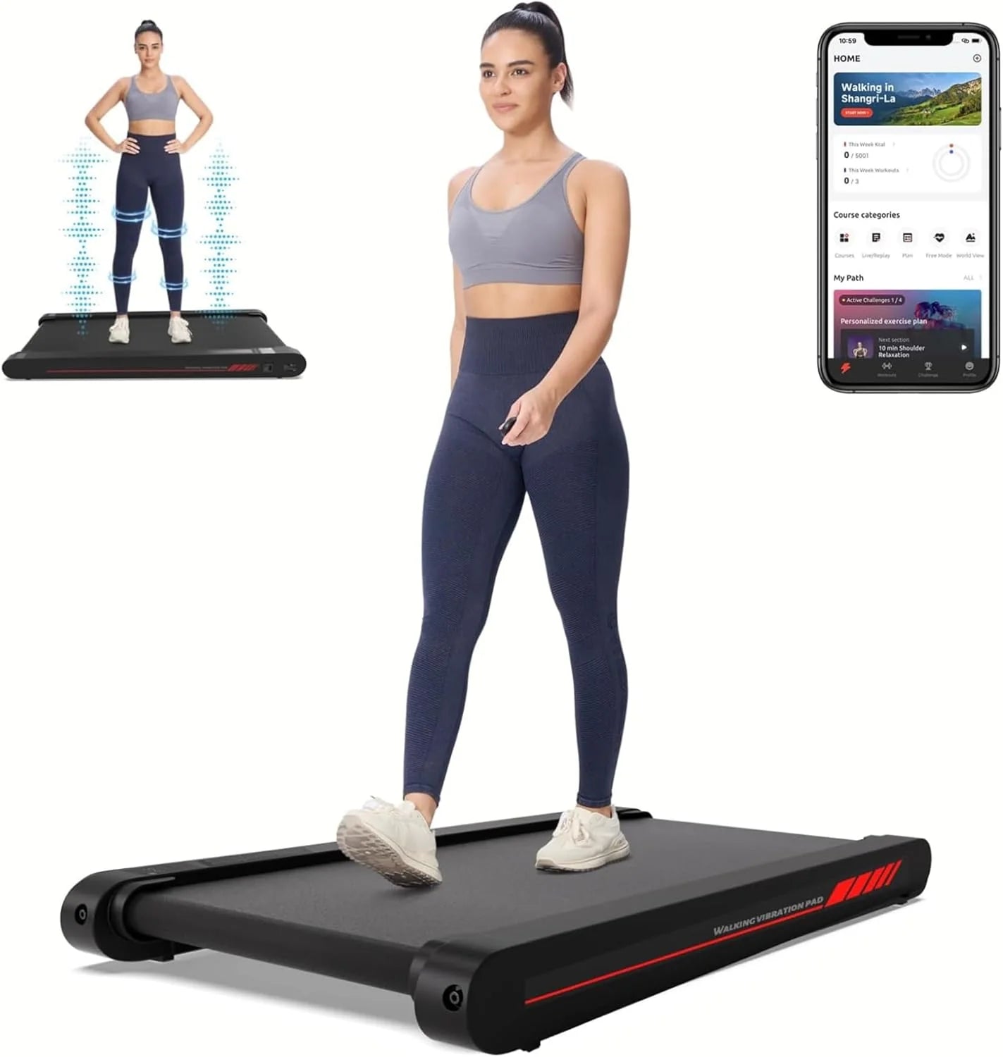 Sperax Walking Vibration Pad with APP, 3 in 1 Under Desk Treadmill, 2.5HP Low Noise Walking Treadmill Pad with Remote Control,Portable Treadmills for Home Office