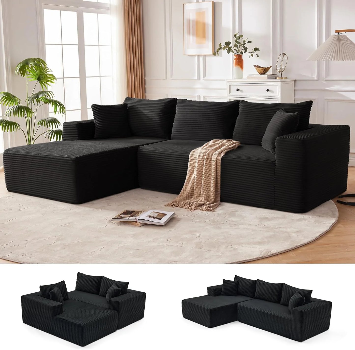 110-inch cloud sofa, boneless sofa in the living room, modular sofa with deep seats
