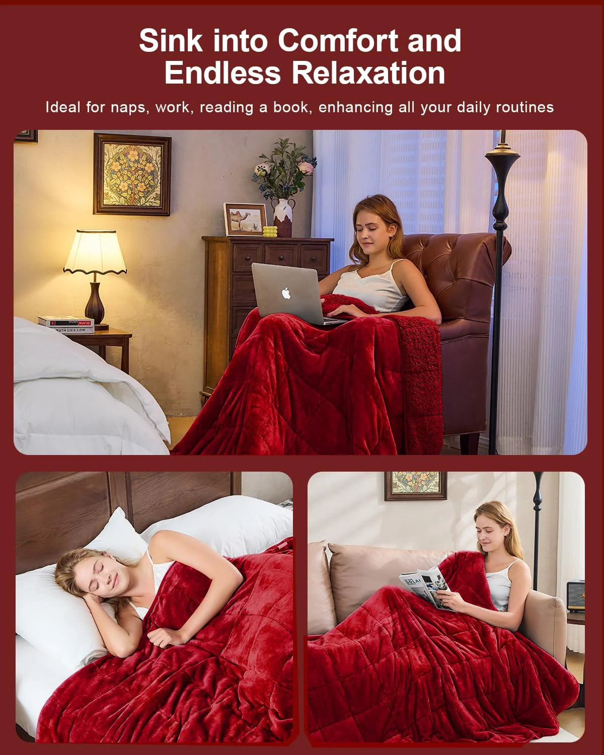 Sherpa Fleece Weighted Blanket 15 lbs 60"x 80"