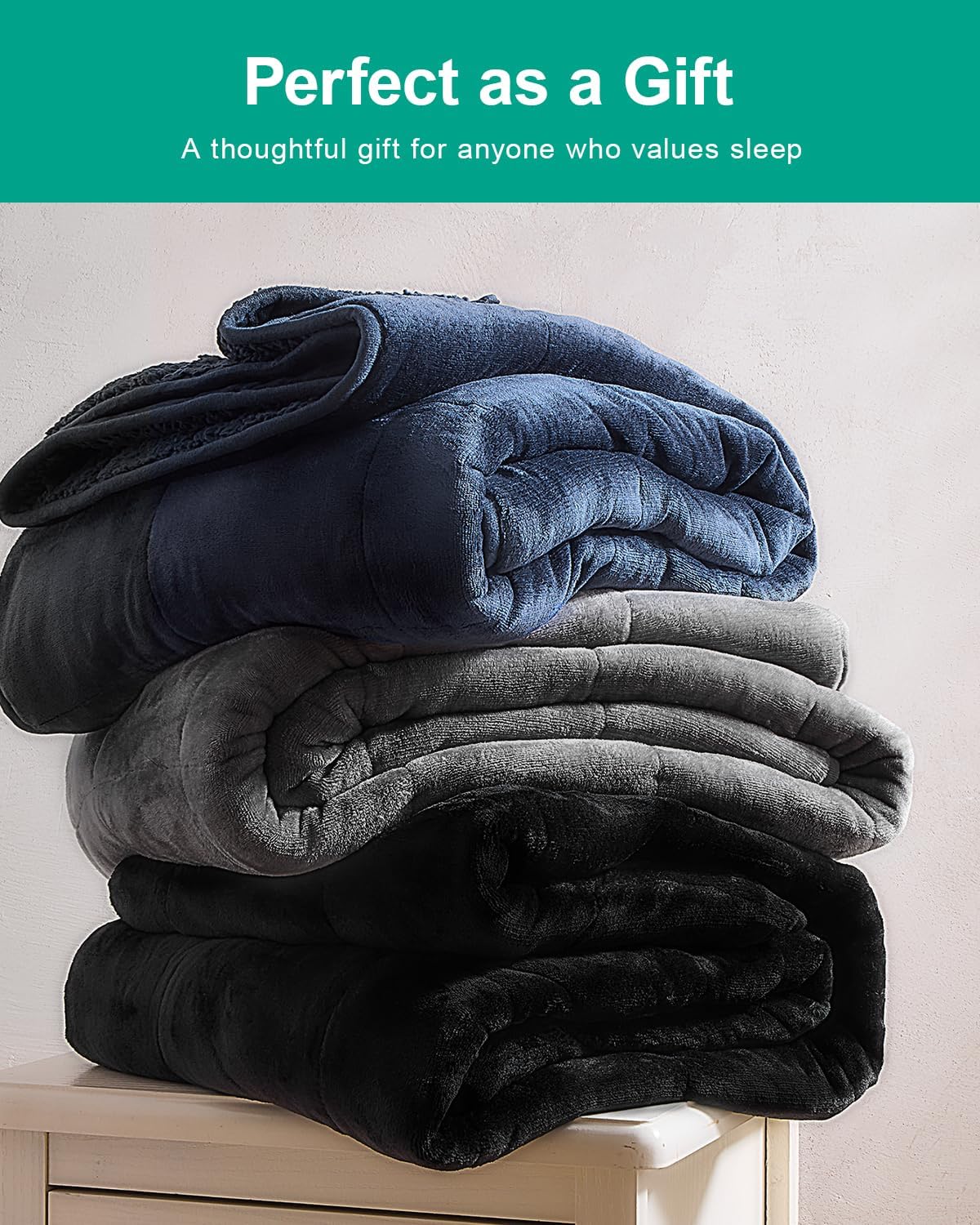Sherpa Fleece Weighted Blanket 15 lbs 60"x 80"