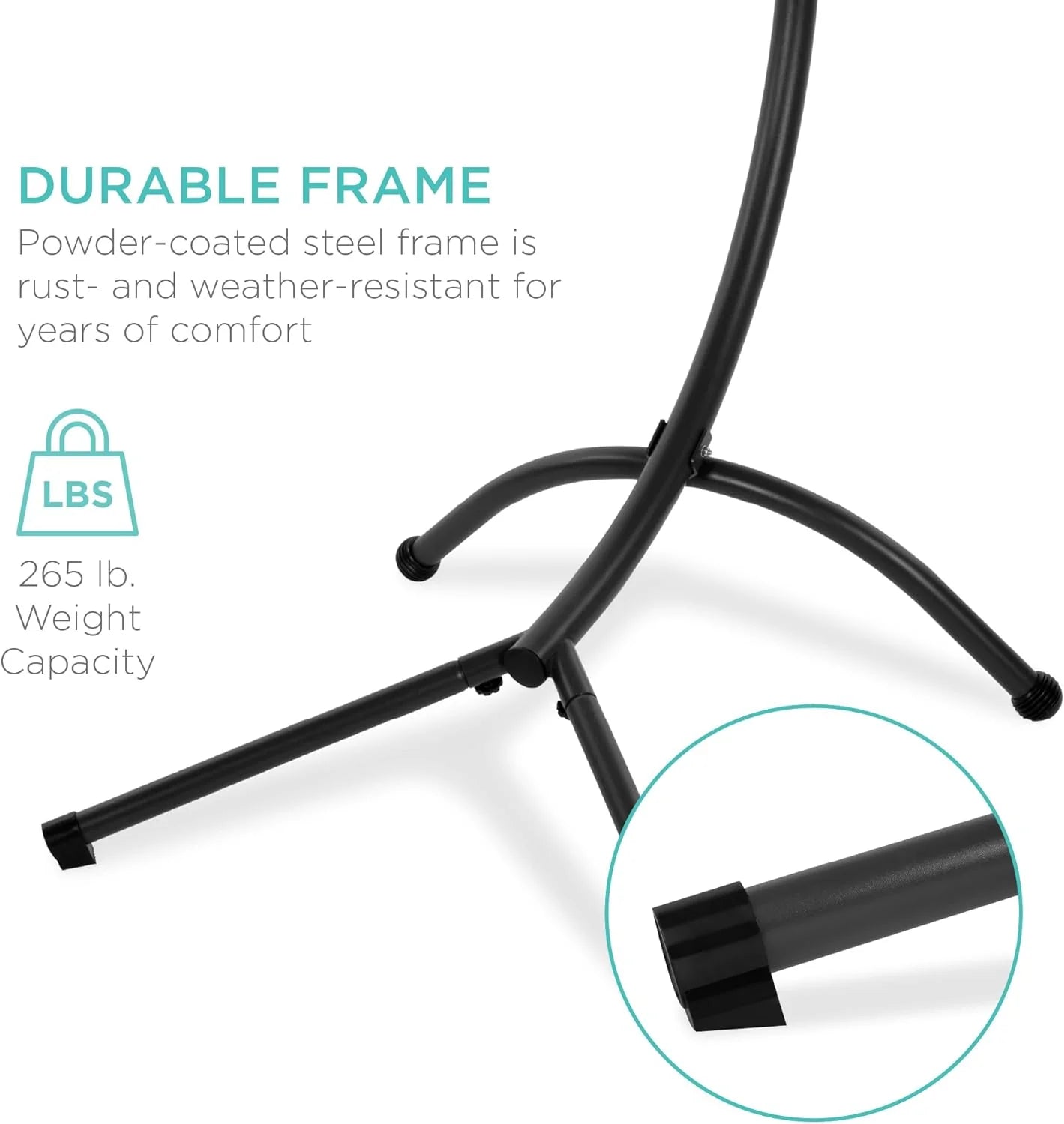 Best Choice Products Outdoor Hanging Curved Steel Chaise Lounge Chair Swing w/Built-in Pillow and Removable Canopy - Charcoal Gray