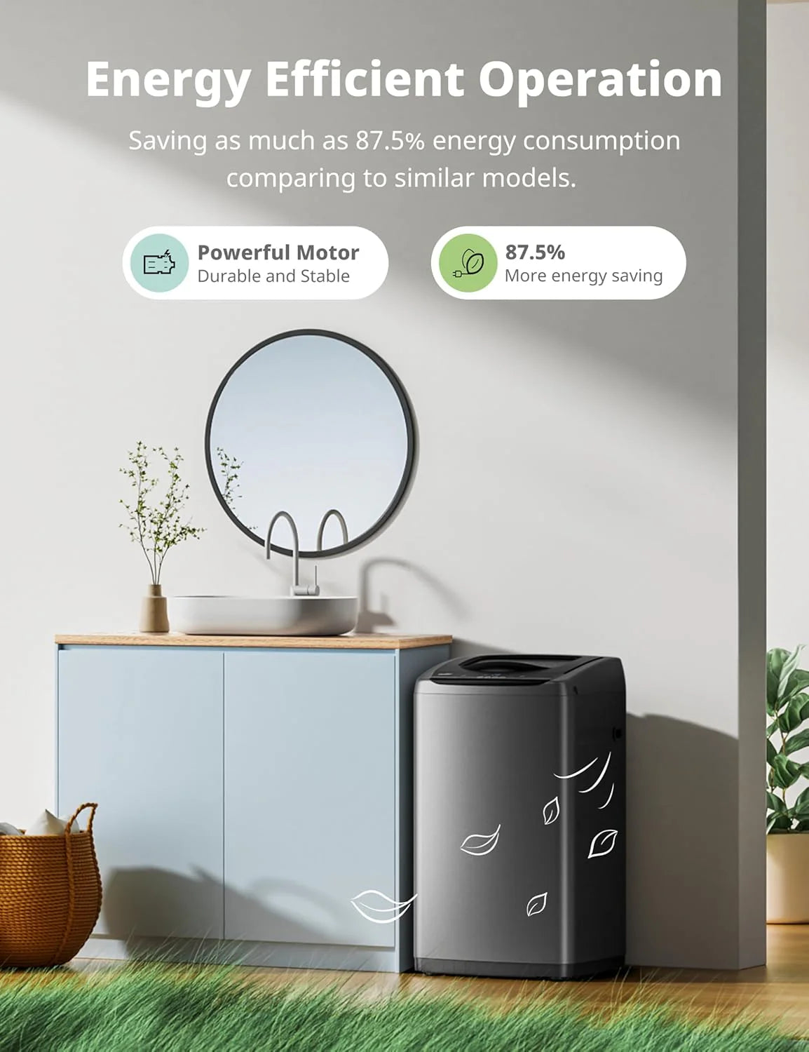 Comfee Portable Washing Machine, 0.9 Cubic Foot, with LED Display and Built-in Drum