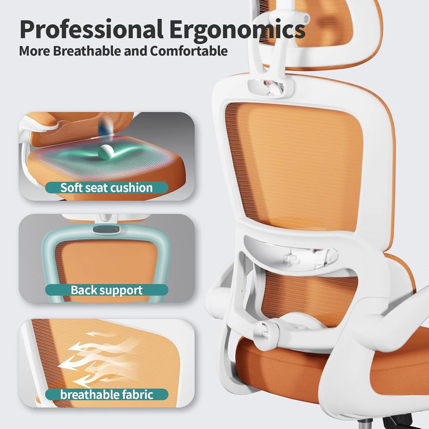 TRALT Office Chair Ergonomic Desk Chair 330 lbs Home Gaming Chair with Wheels