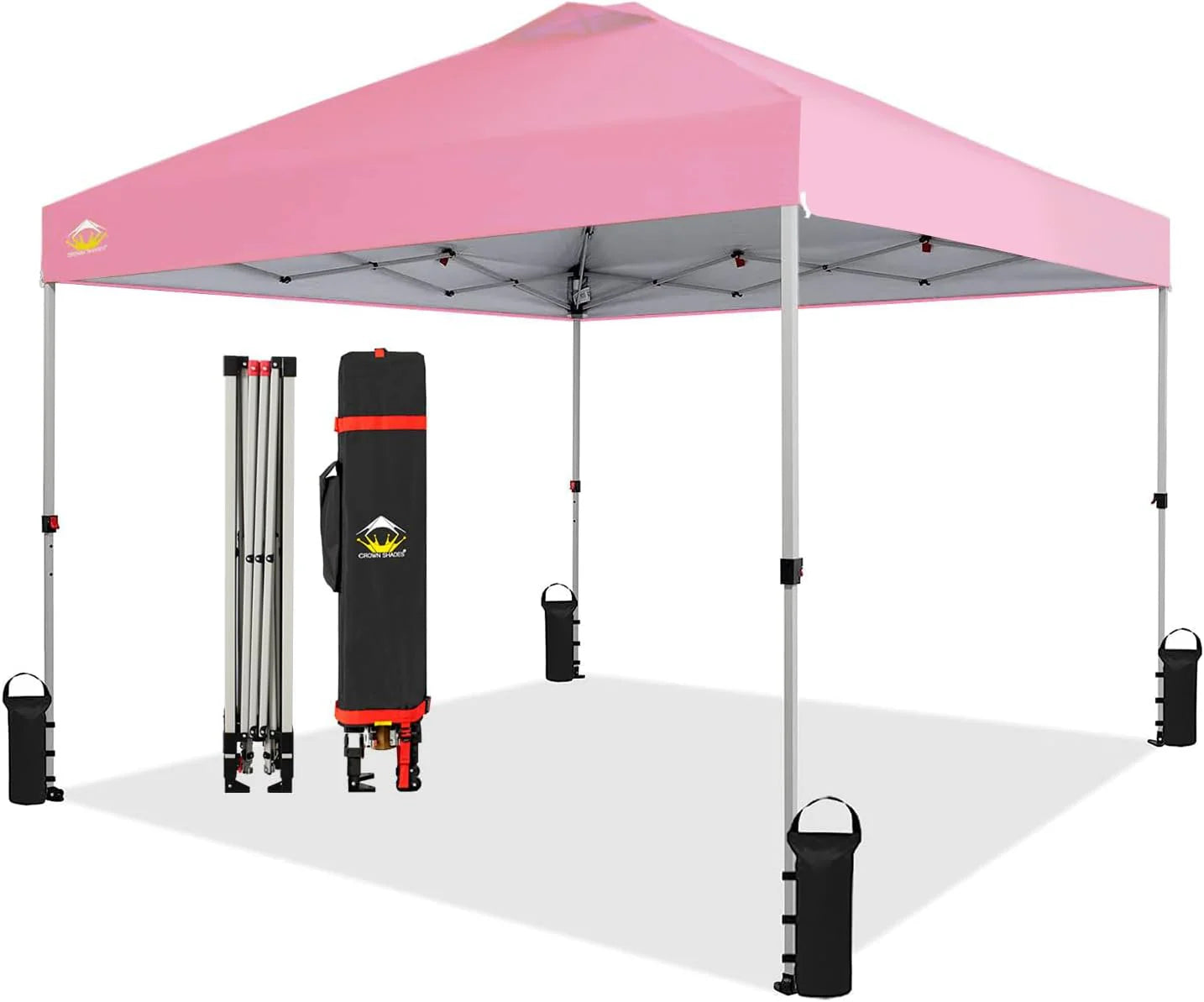 10x10 Pop-Up Awning - One-Click Installation Beach Tent - Outdoor Sunshade Silver Coated Top, 3 Heights and 4 Sand Pockets