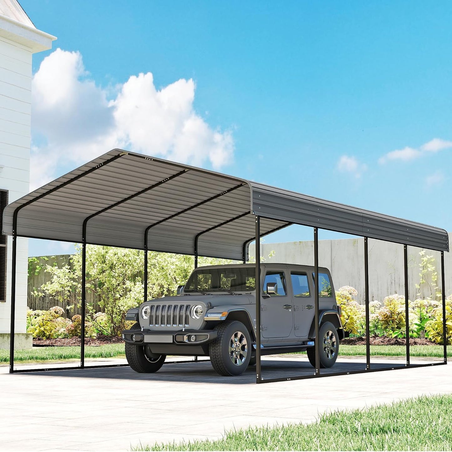 10'x15' Heavy Duty Metal Carport, Outdoor Garage Car Shelter Shade with Heavier Frame