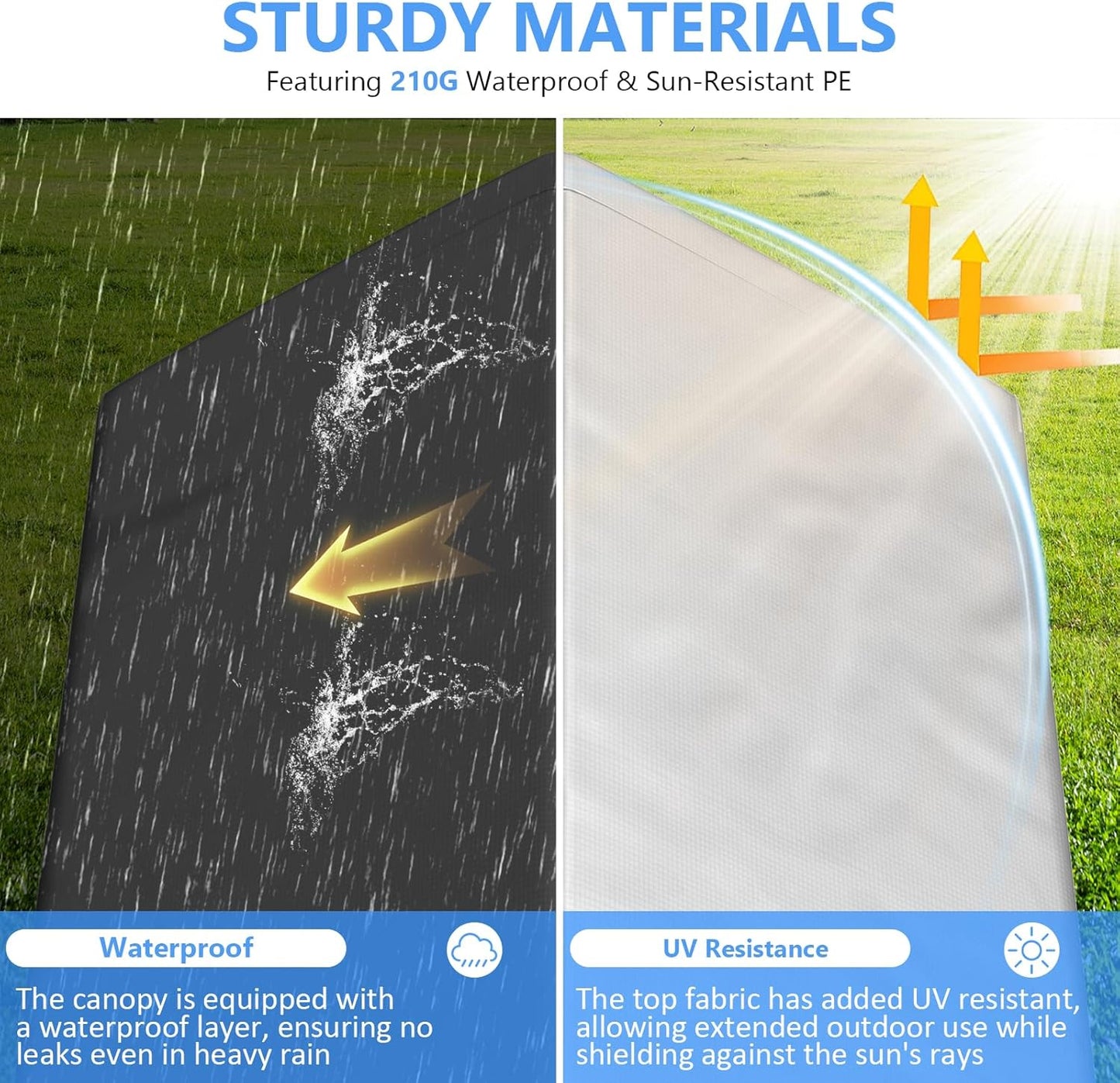 6x8 ft Heavy Duty Carport Tent Portable Garage with Removable Side Walls and Door Four Seasons Tarpaulin