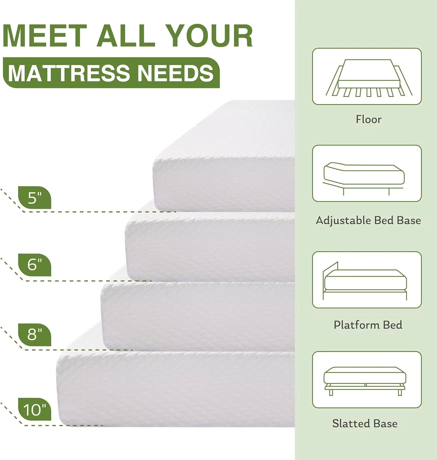 8-inch double mattress with memory foam for medium firm support