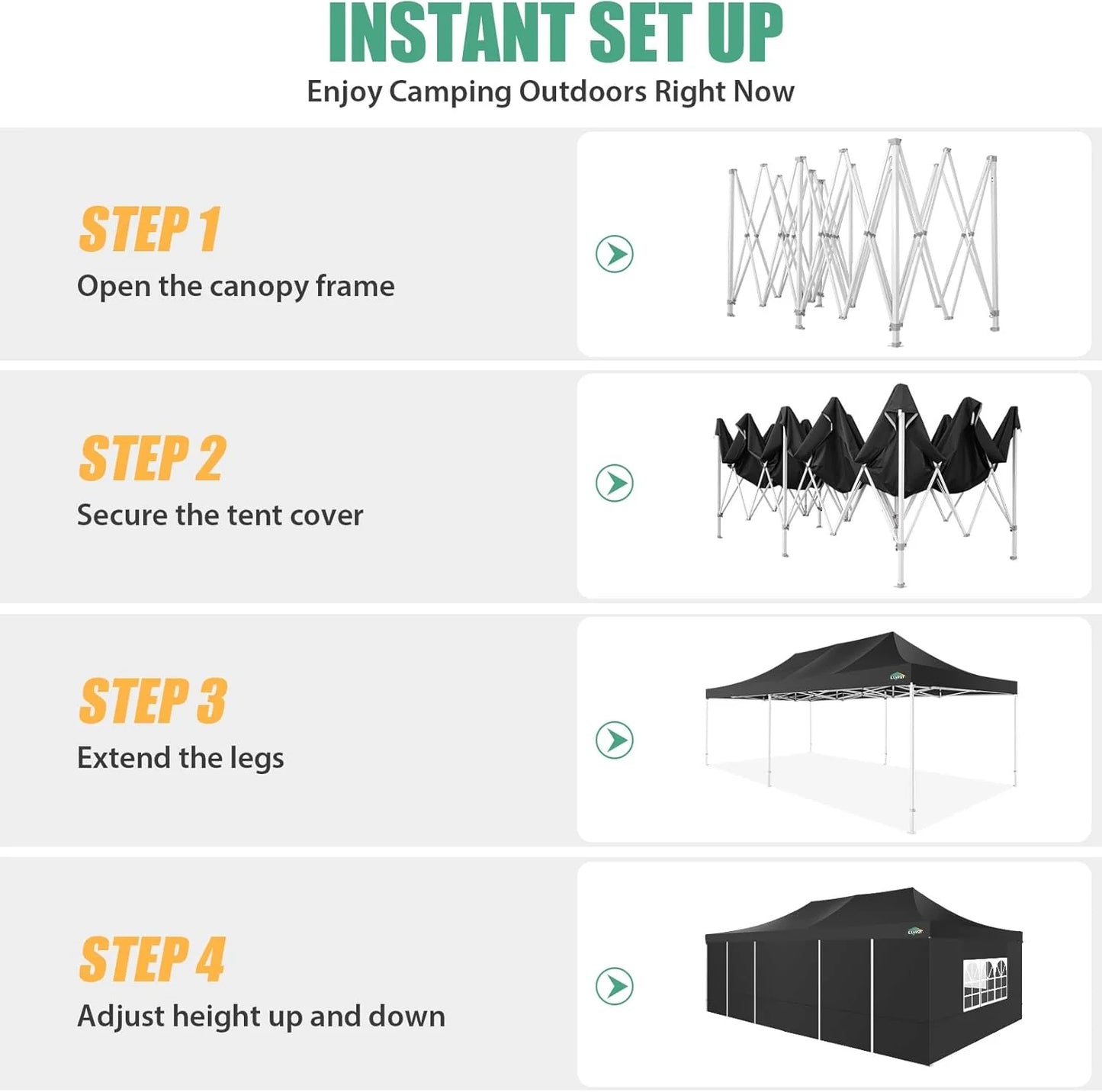COBIZI 10x20 Heavy Duty Pop up Canopy Tent with 6 sidewalls Easy Up Commercial Outdoor Canopy Wedding Party Tents for Parties All Season Wind & Waterproof Gazebo with Roller Bag,Black(Frame Thickened)