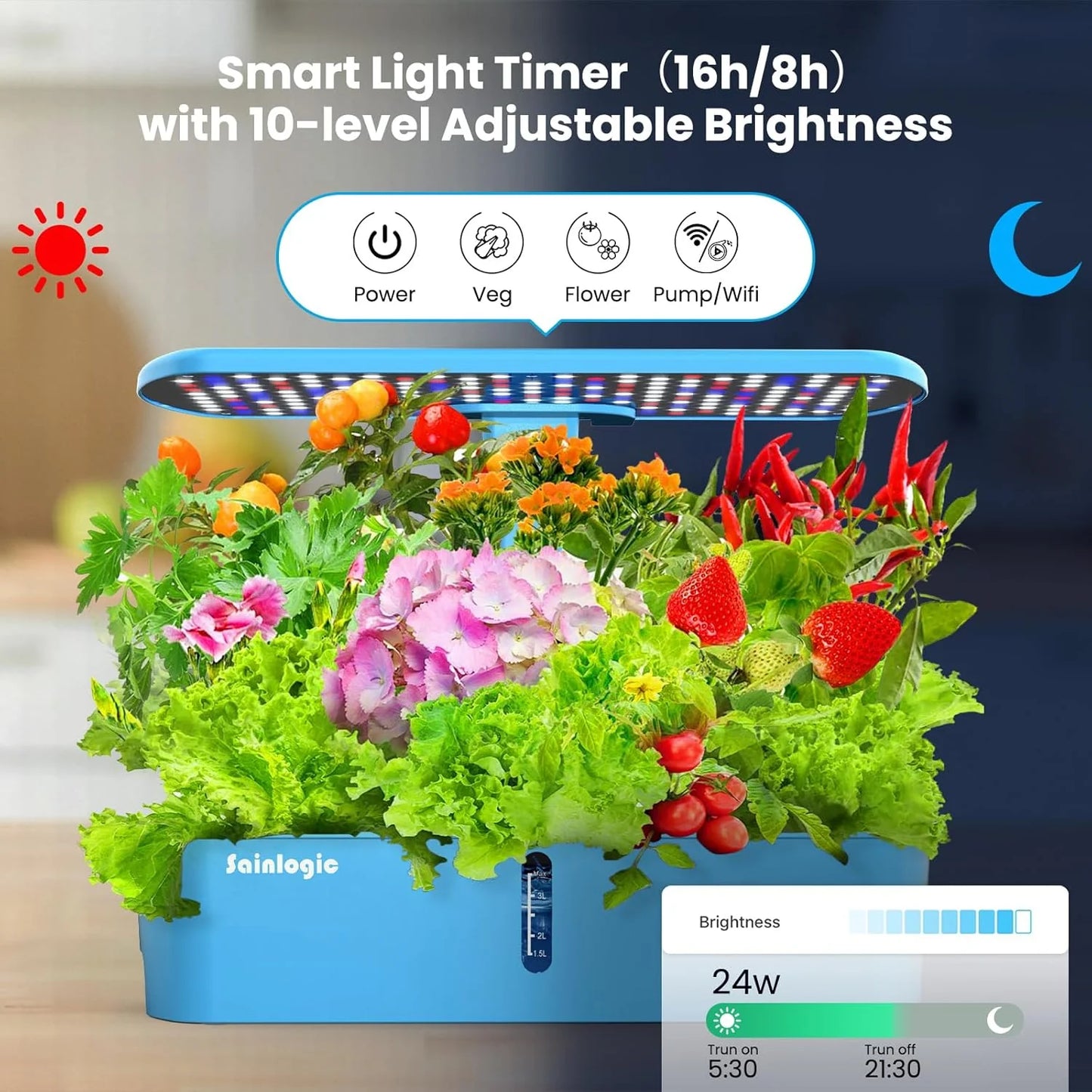 Hydroponic Planting System Kit, 12 Watering Planters, Smart Indoor Garden with APP and WiFi Connection