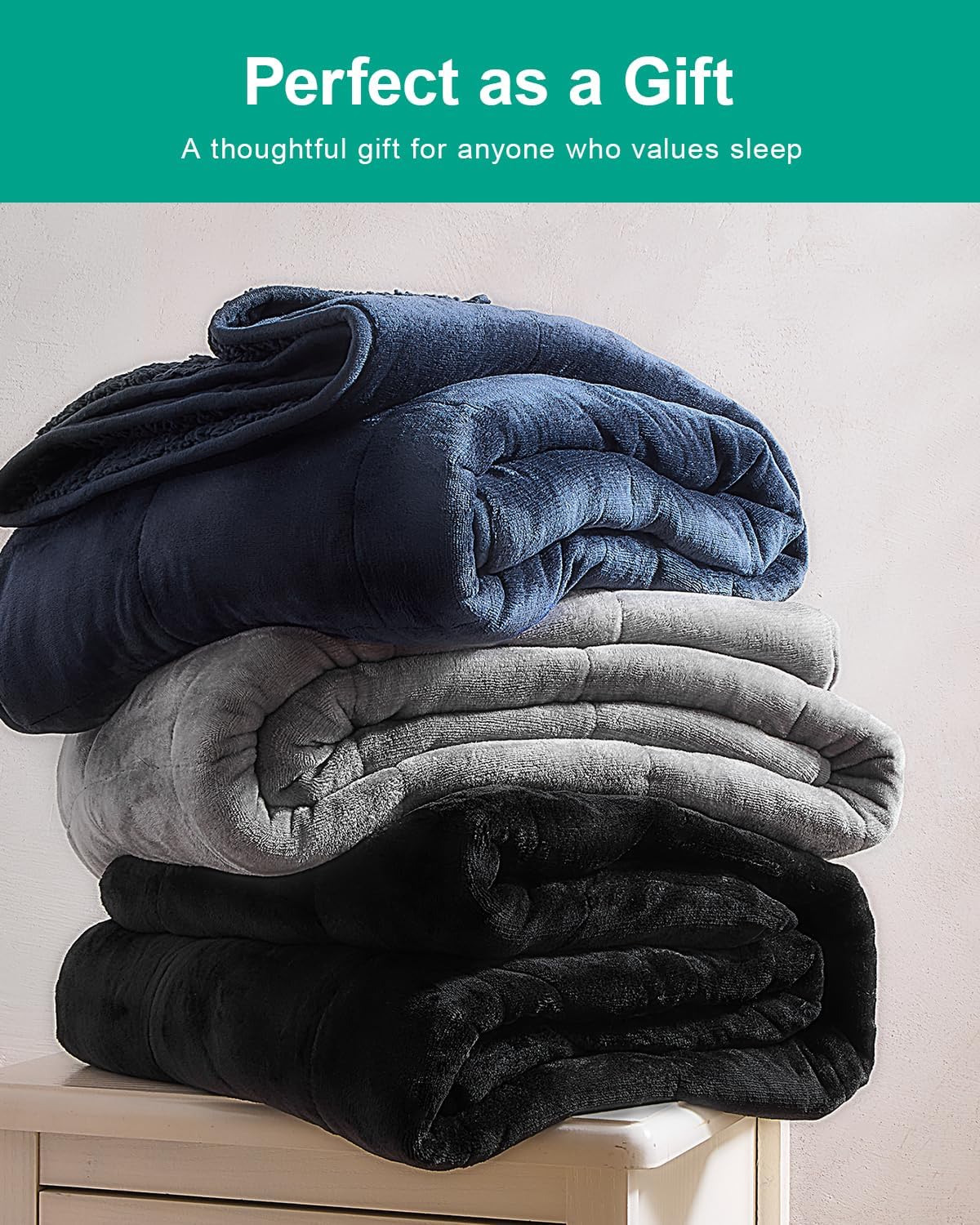 Sherpa Fleece Weighted Blanket 15 lbs 60"x 80"