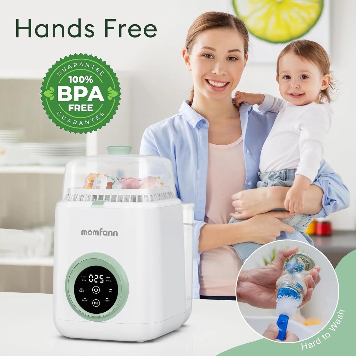 Baby Bottle Washer-19 Min Rapid Wash, Sterilizer and Dryer, All-in-One Cleaner, Bottles, Pump Parts & Baby Essentials