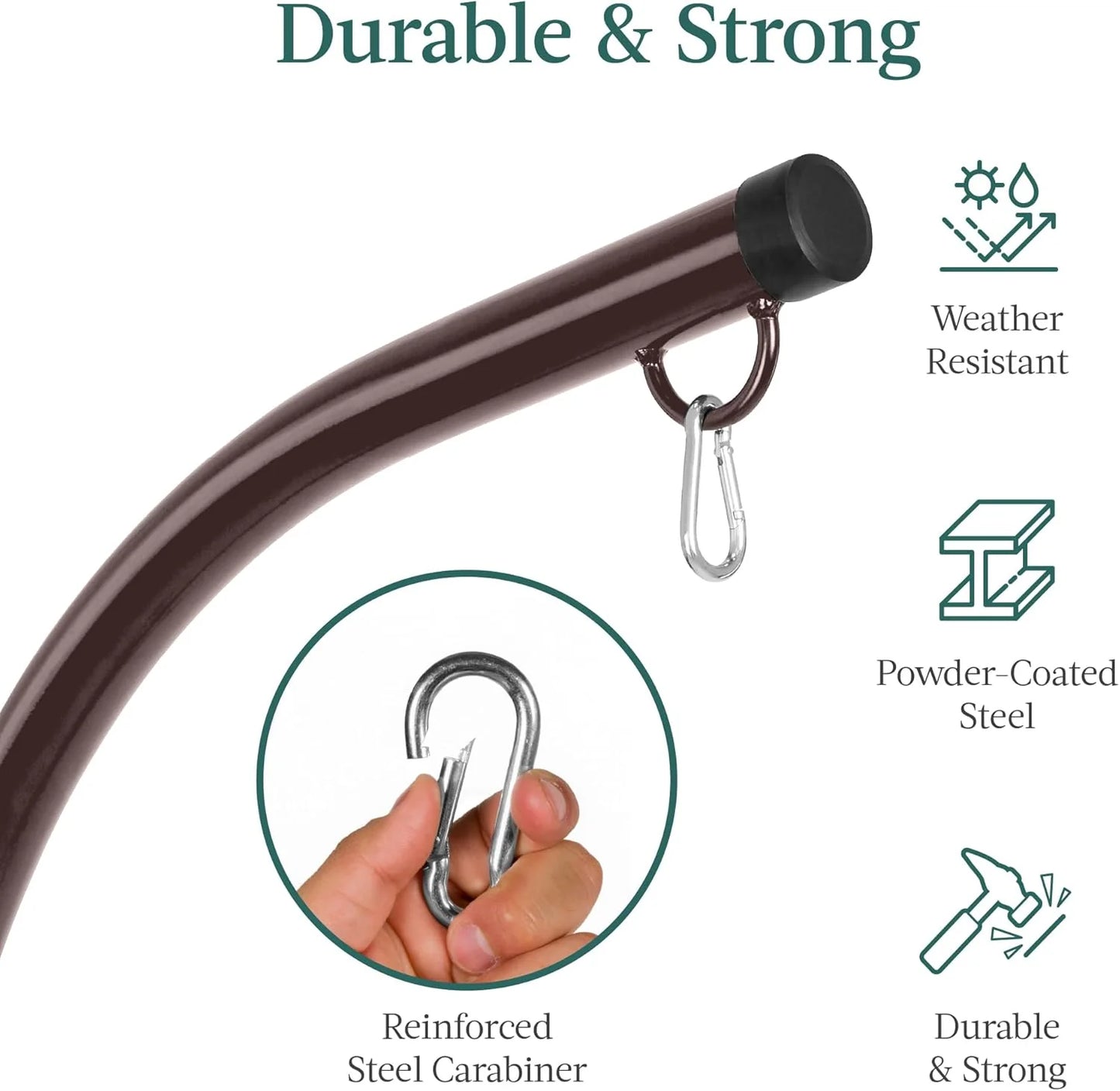 Best Choice Products Metal Hanging Hammock C-Stand for Chair/Weather-Resistant Finish, Offset Base - Stand Only - Black