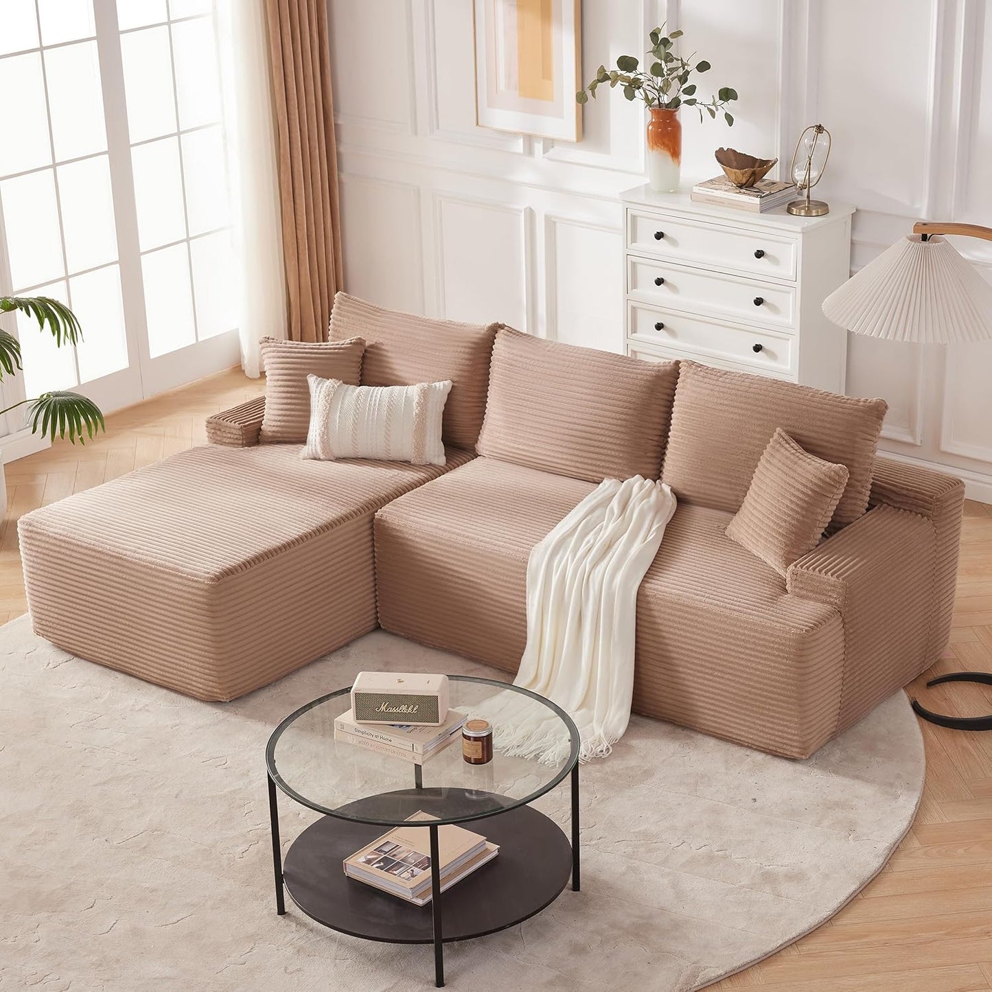 110-inch cloud sofa, boneless sofa in the living room, modular sofa with deep seats