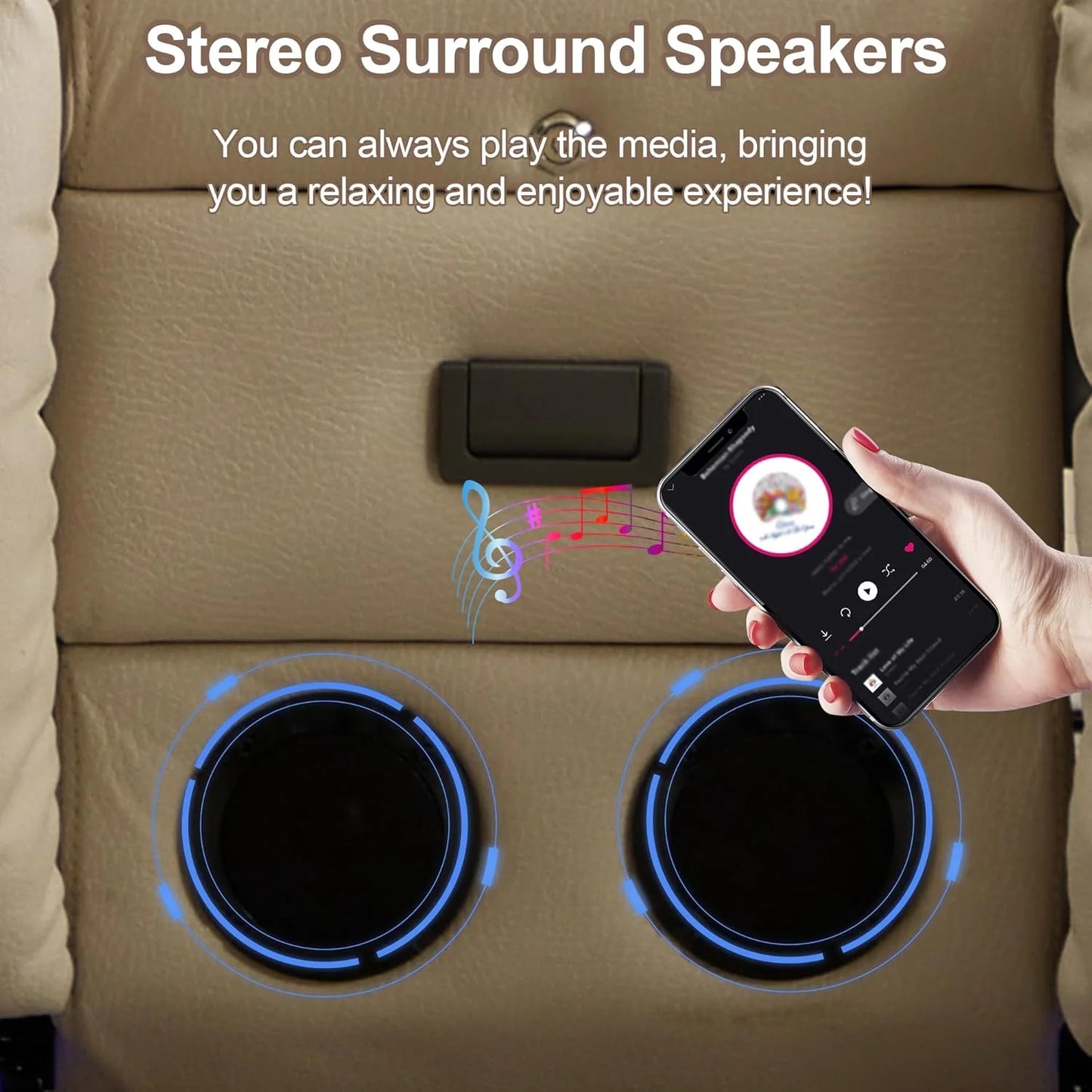 TUNYI Power Loveseat Recliner Sofa with Massage & Heat Home Theater Seating with Console Electric Recliner RV Sofa with USB/Outlet/Storage/Side Pocket/LED Light/Speaker (Brown, Loveseat)