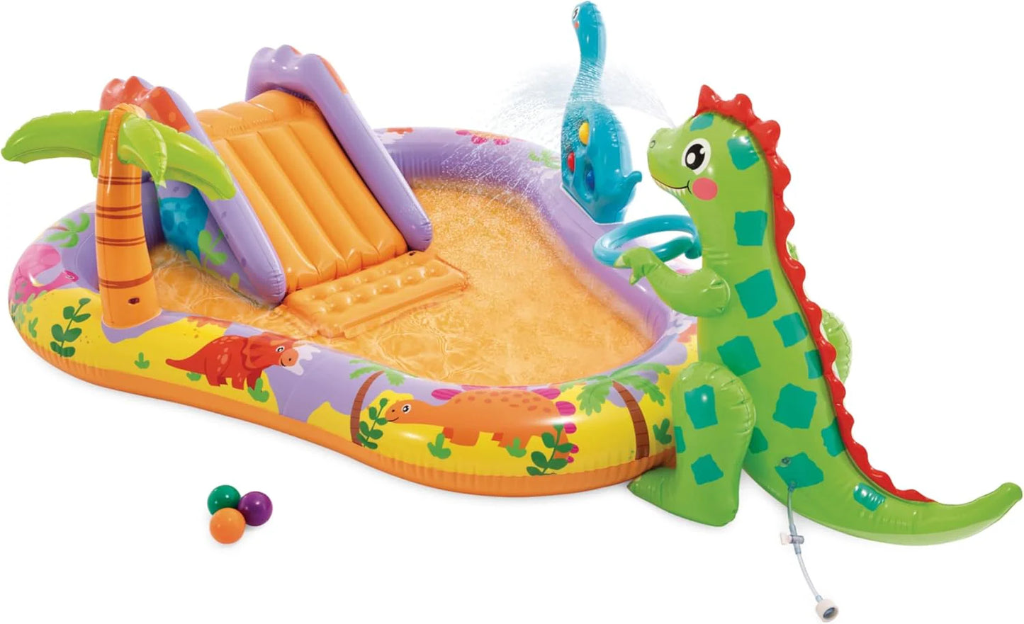 Intex 96" x 78" x 28" Inflatable Jungle Adventure Play Center Spray Kiddie Pool - Backyard Kids Water Slide, Outdoor Blow-Up Splash Pad for Toddlers