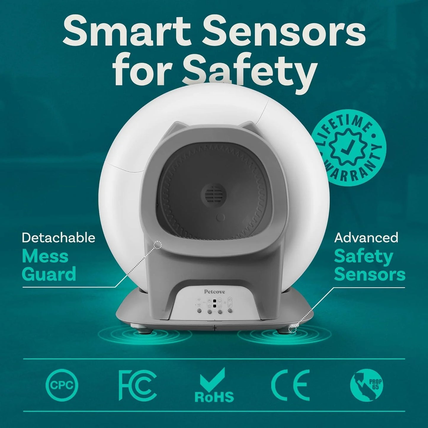 Self Cleaning Litter Box with Auto Safety Sensors for Multiple Cats - Automatic Cat Litter Box Self-Cleaning - Covered Odor Removal with APP Control - Compatible On All WiFi