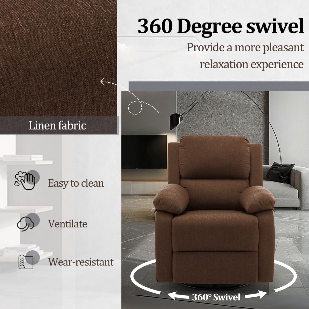 Reclining rocking chair 360 degree rotating fabric sliding reclining chair