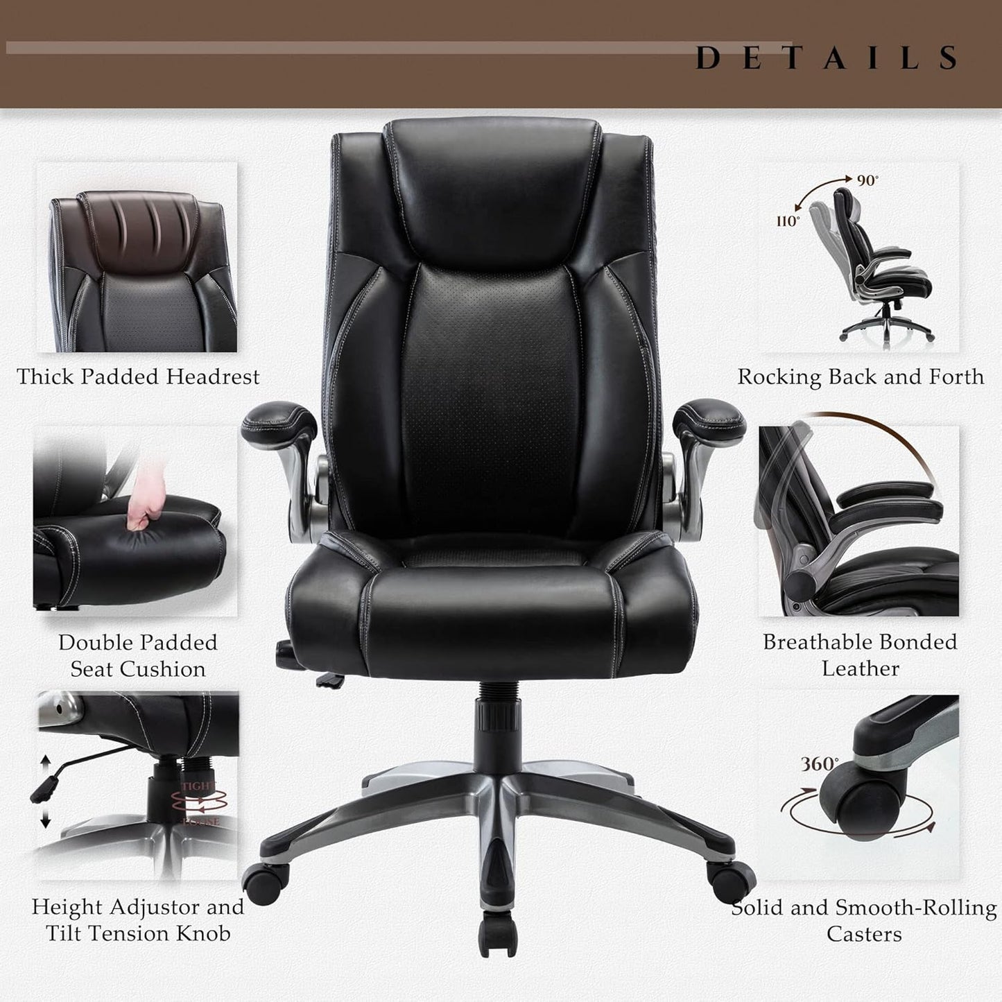 Executive Office Chair Computer Desk Chair Swivel Home Office Chair Upgraded Casters