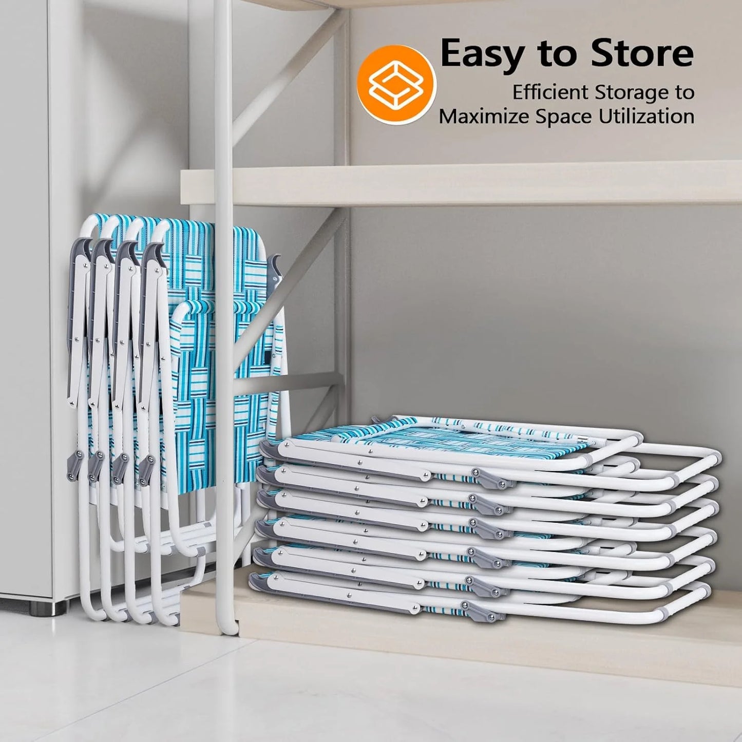 VINGLI Patio Lawn Webbed Folding Chairs Set of 2, Outdoor Beach Portable Lawn Chair Camping Chair Beach Chair