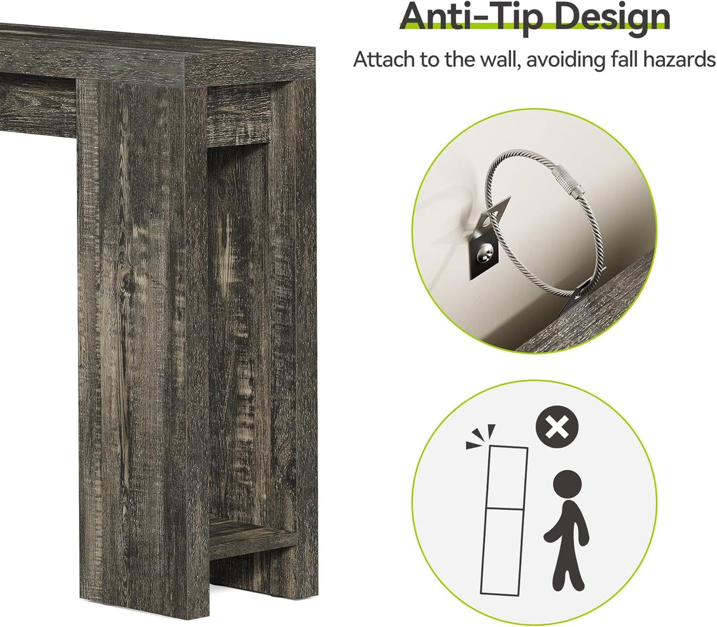 70.9-Inch Long Console Table Narrow Sofa Table Behind The Couch