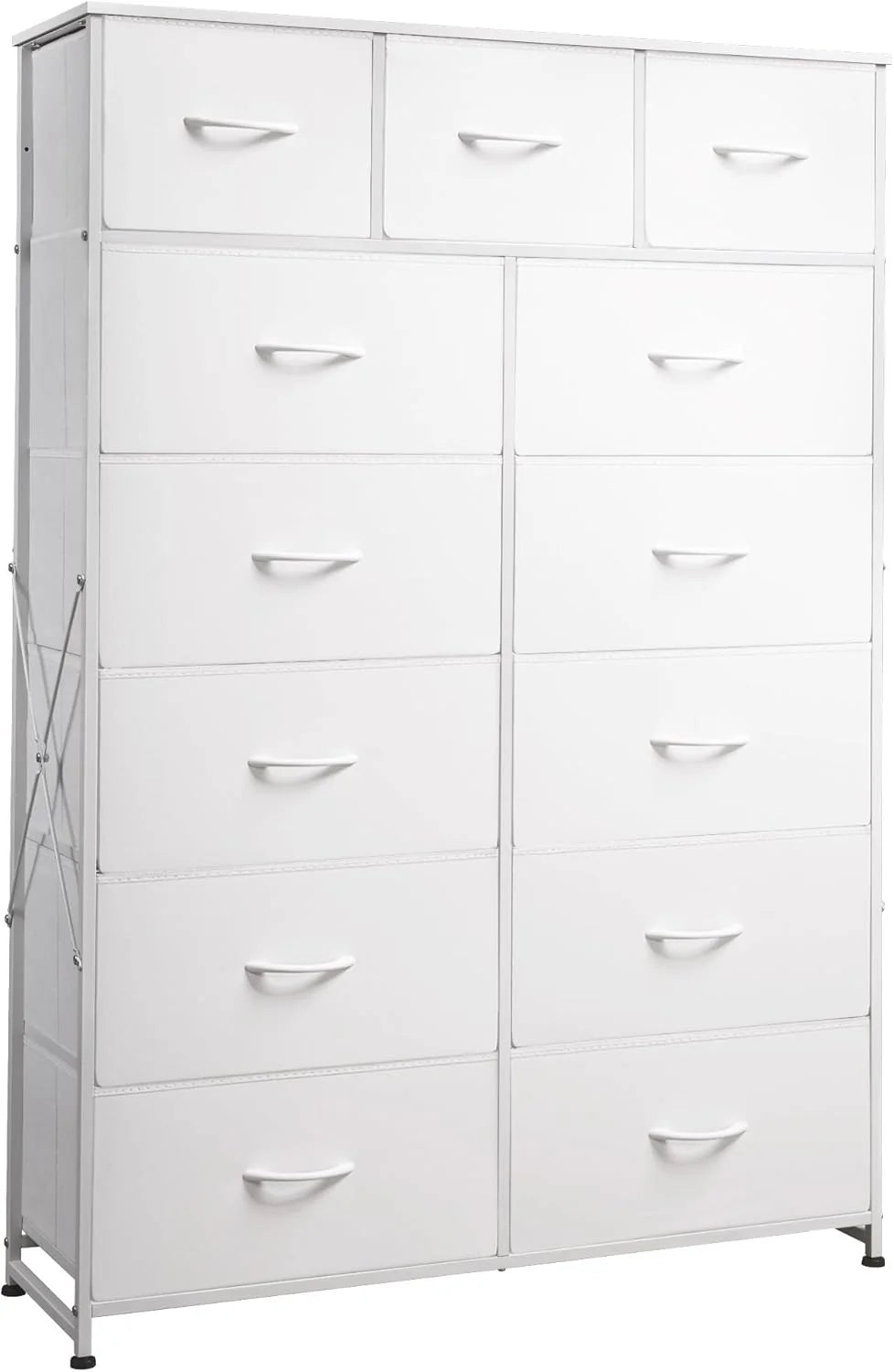 WLIVE Storage Organizer Unit with 13 Fabric Bins, Storage Drawers Organizer with Steel Frame, Tall Storage Tower Organizaton for Living Room, Hallway, Office, Charcoal Black