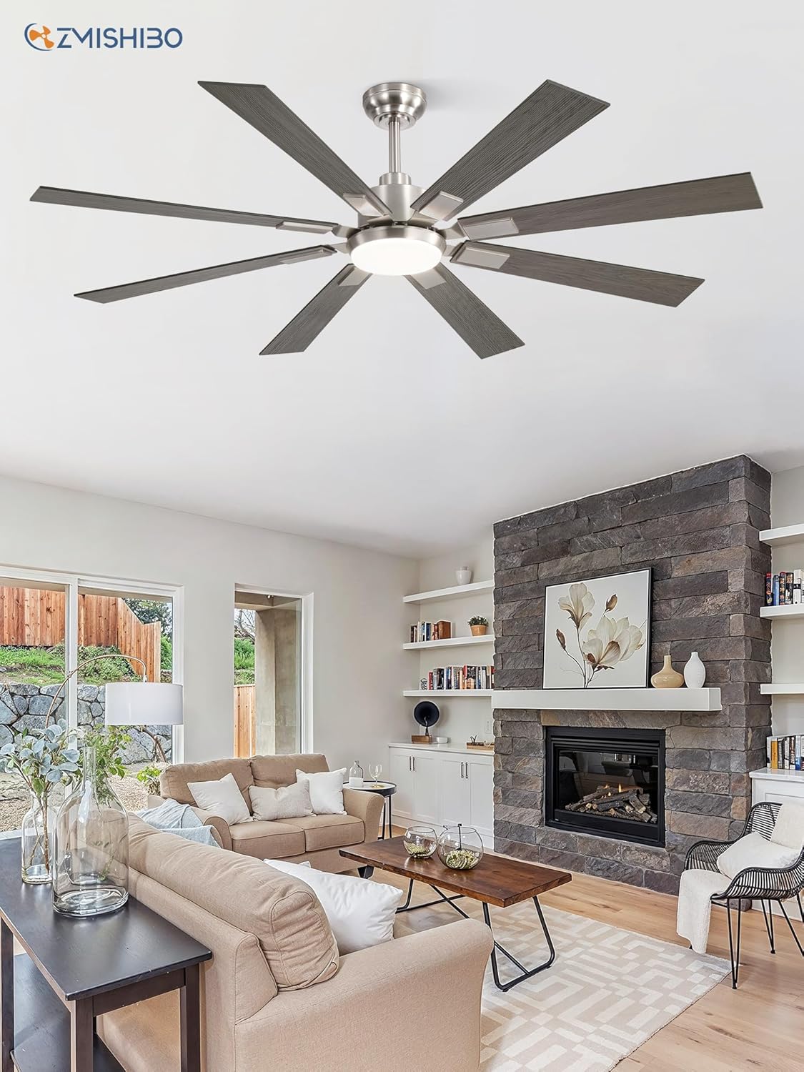 Zmishibo 72-inch large ceiling fan with lighting and remote indoor/outdoor