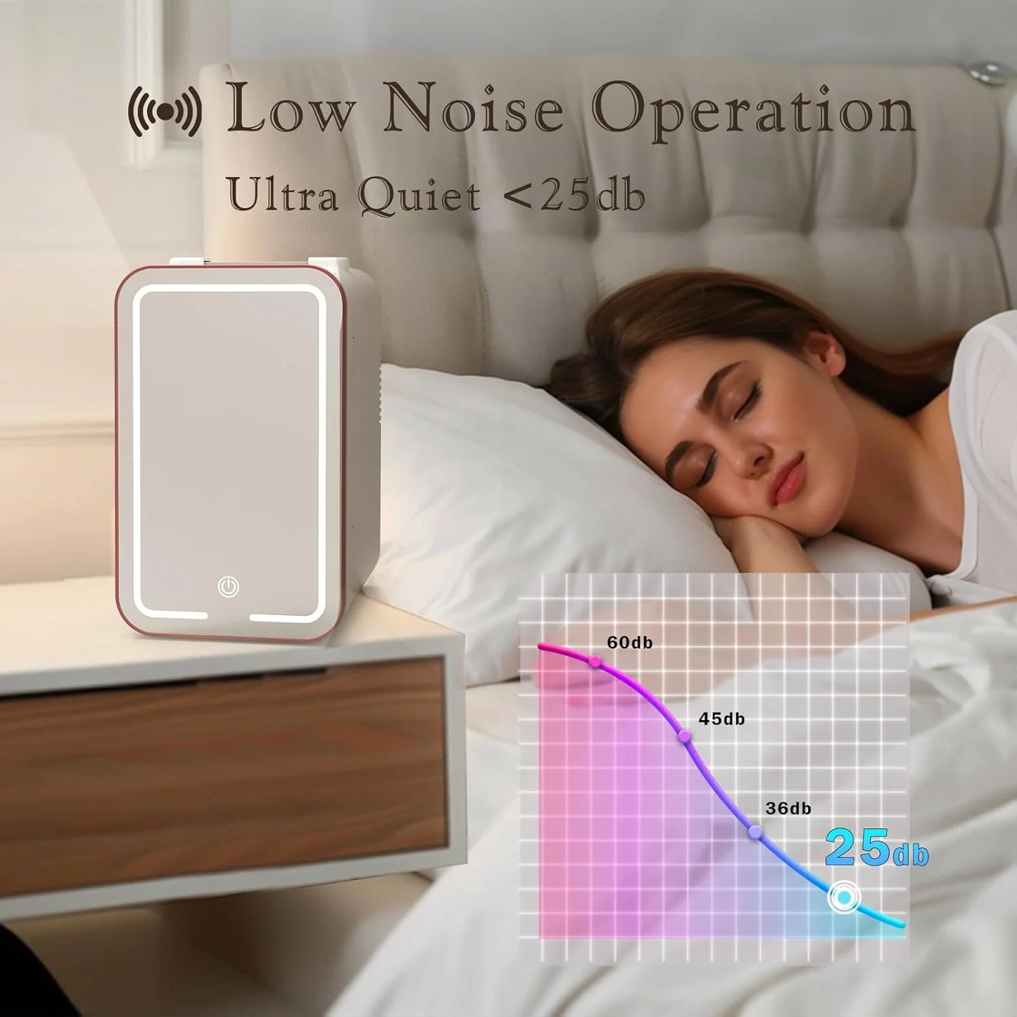 Skincare Fridge, 6L/10 Can Mini Fridge for Bedroom with Dimmable LED Mirror, Portable Cooler & Warmer Small Compact Refrigerator for Skincare, Cosmetics, Bedroom and Office, White