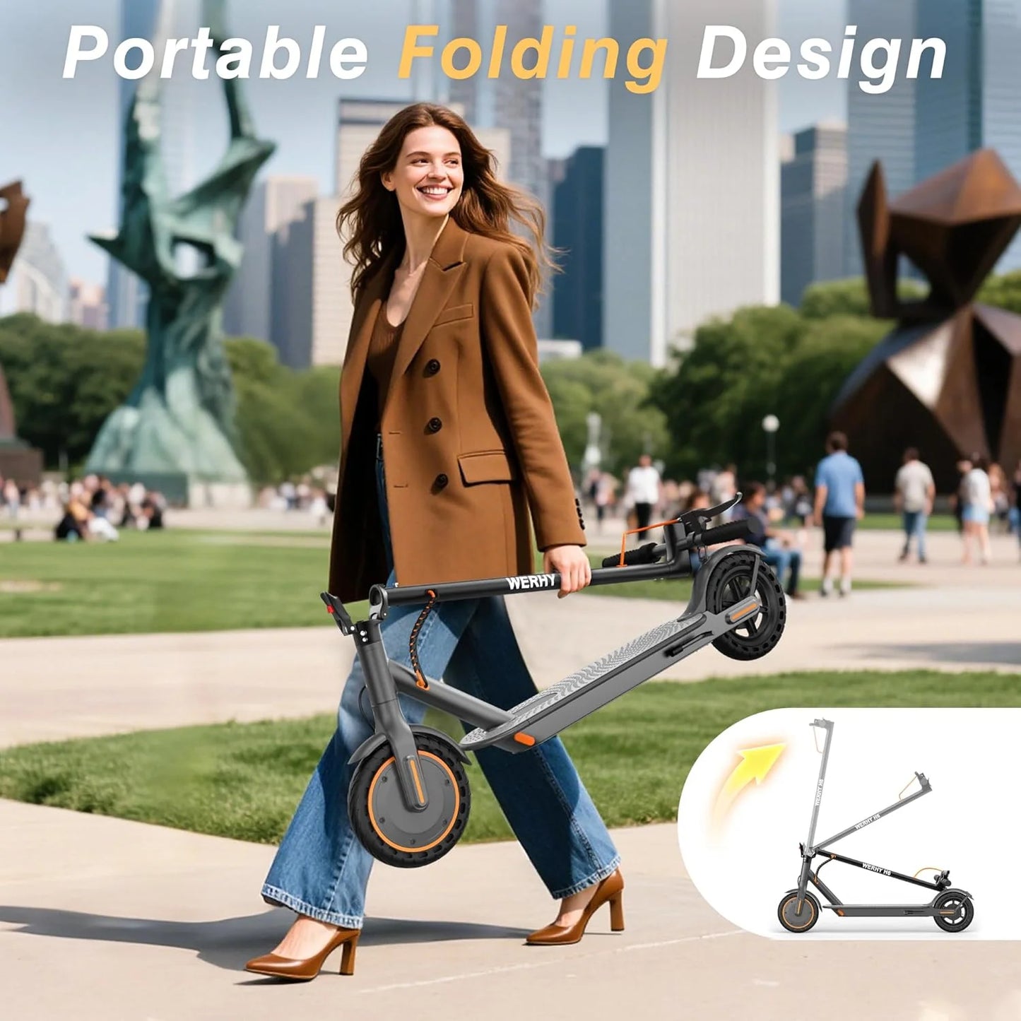 Electric Scooter, 350W/500W Motor, Top Speed 19/22 mph, Max 16/23/28Miles Ranges, Foldable E Scooter for Adults