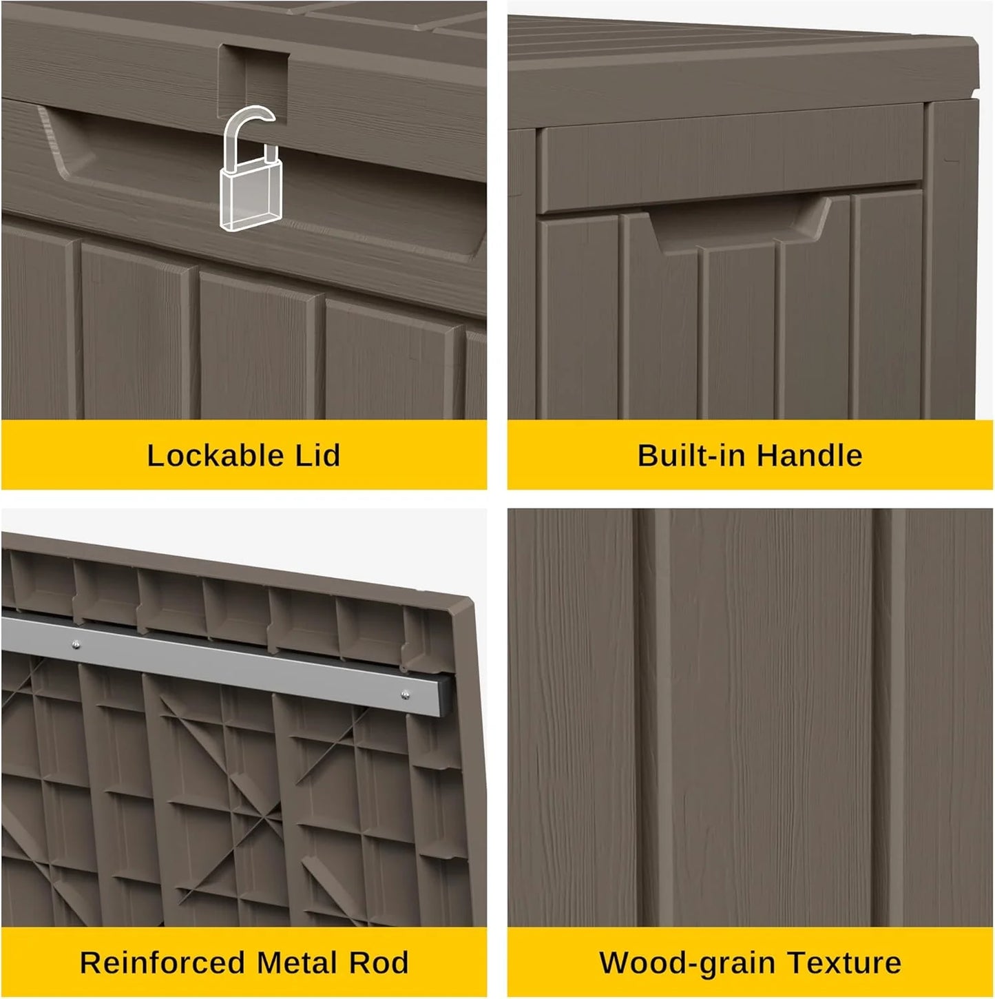 EAST OAK Outdoor Storage Box, 60 Gallon Deck Box Indoor and Outdoor Use, Waterproof Resin Storage Bin